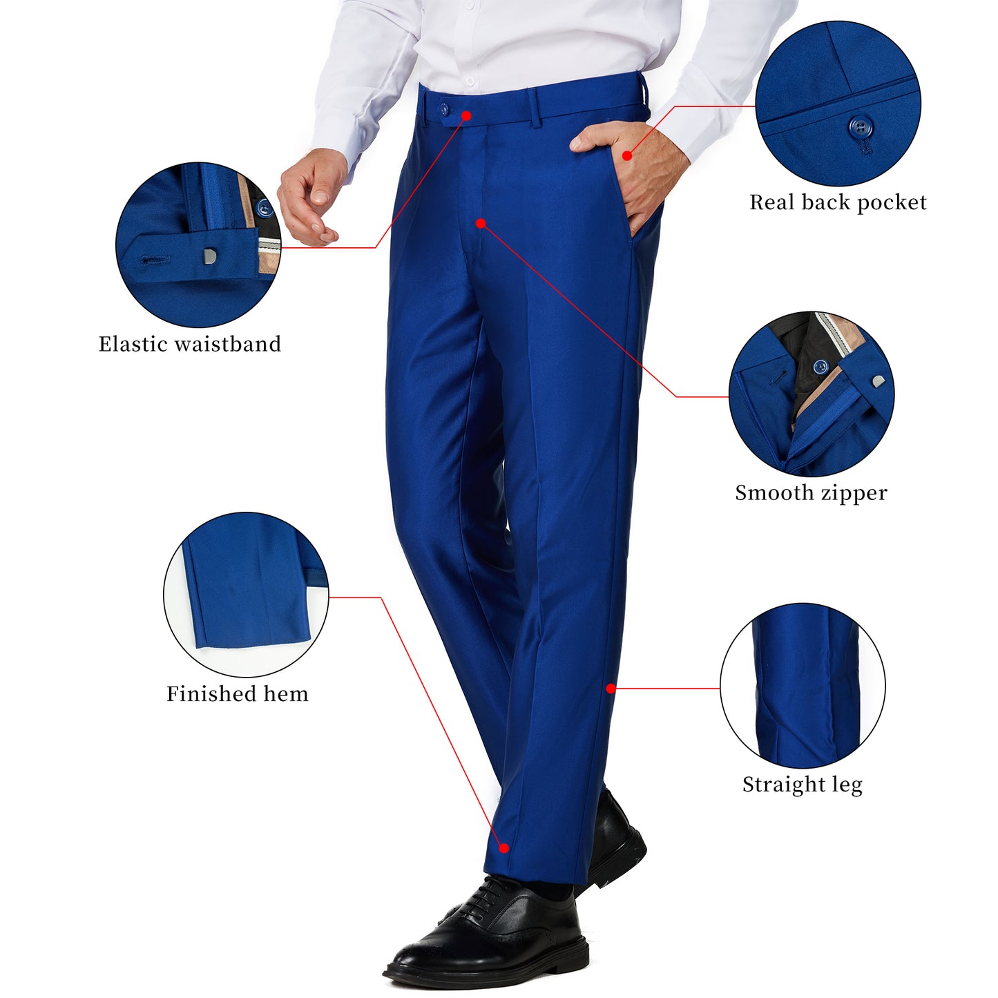 Slim Fit Dress Pants - Shiny Blue (970904)