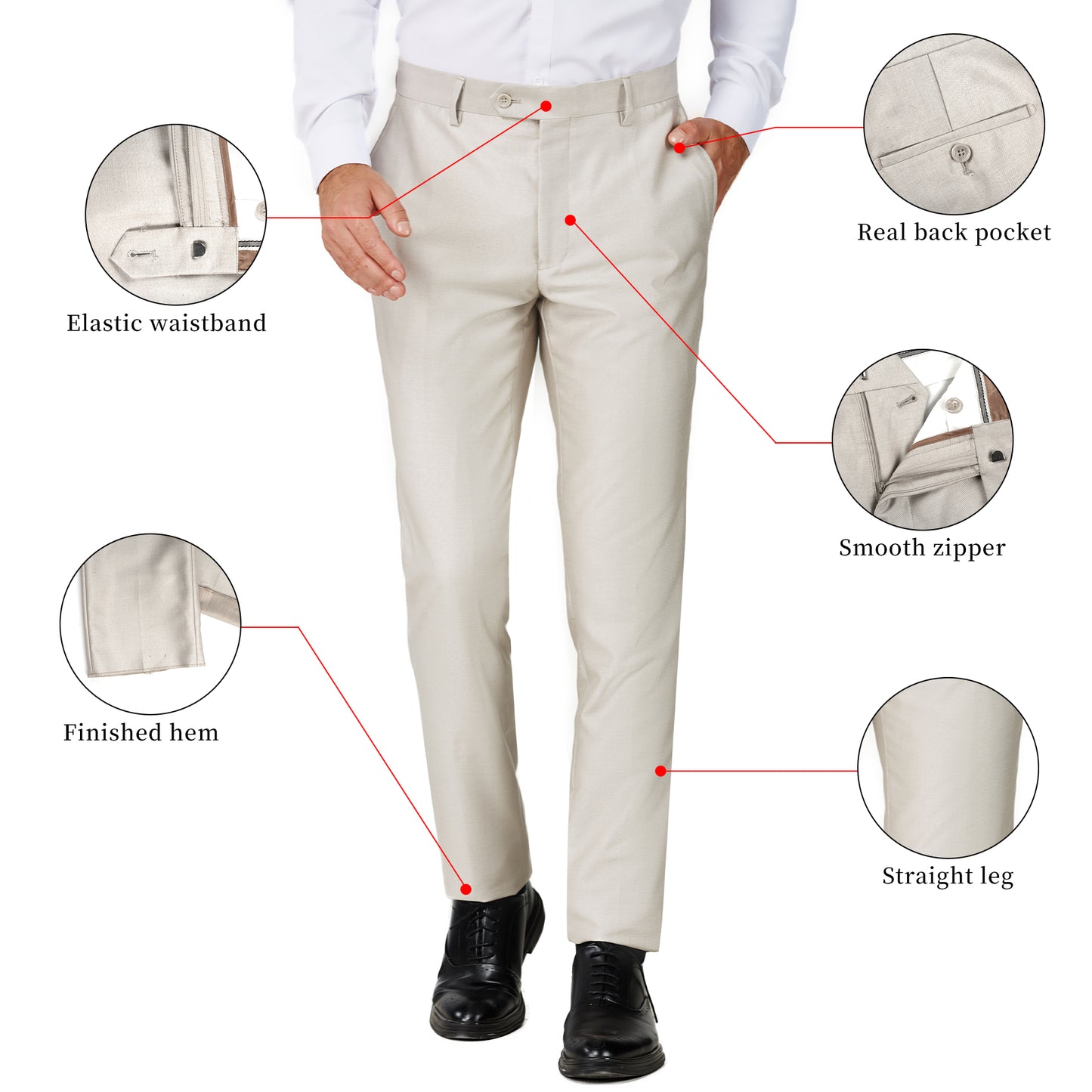 Slim Fit Dress Pants - Beige (188907)