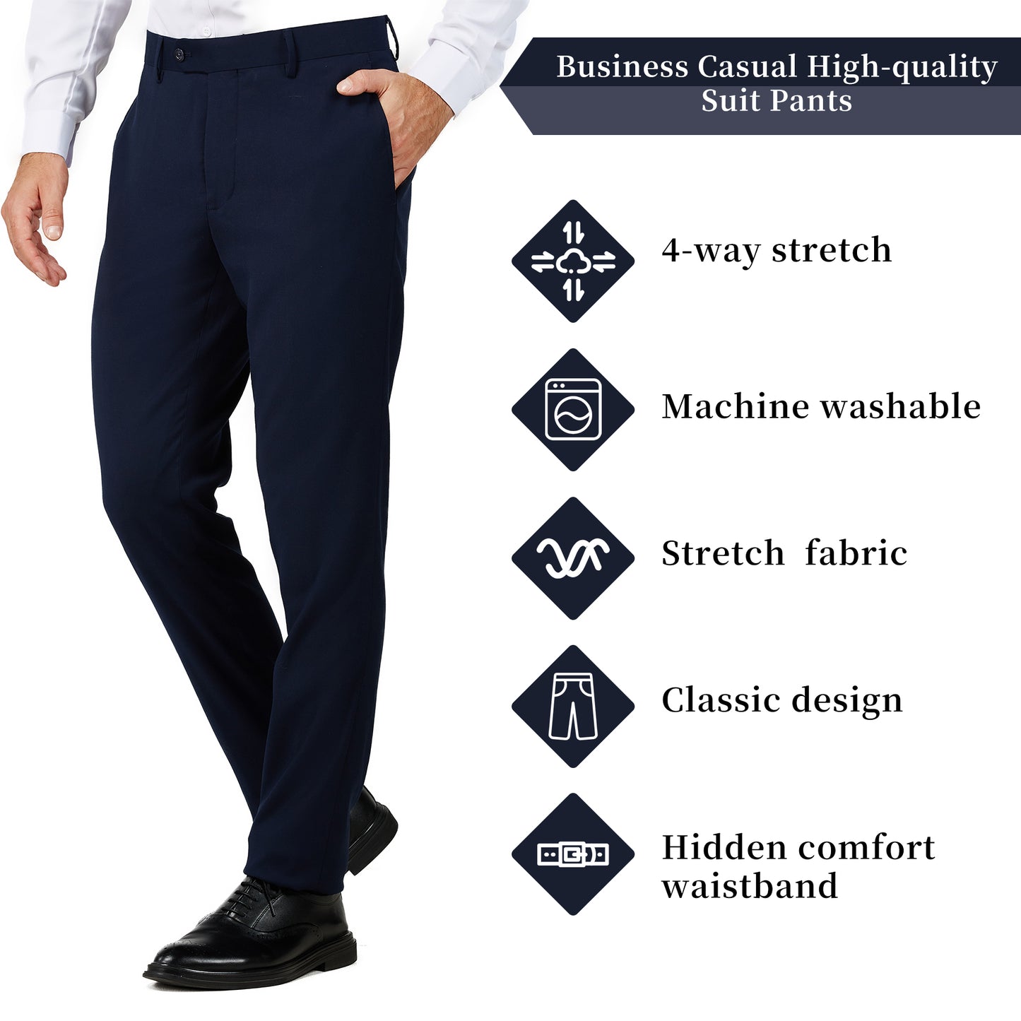 Slim Fit Dress Pants - Navy (874502)