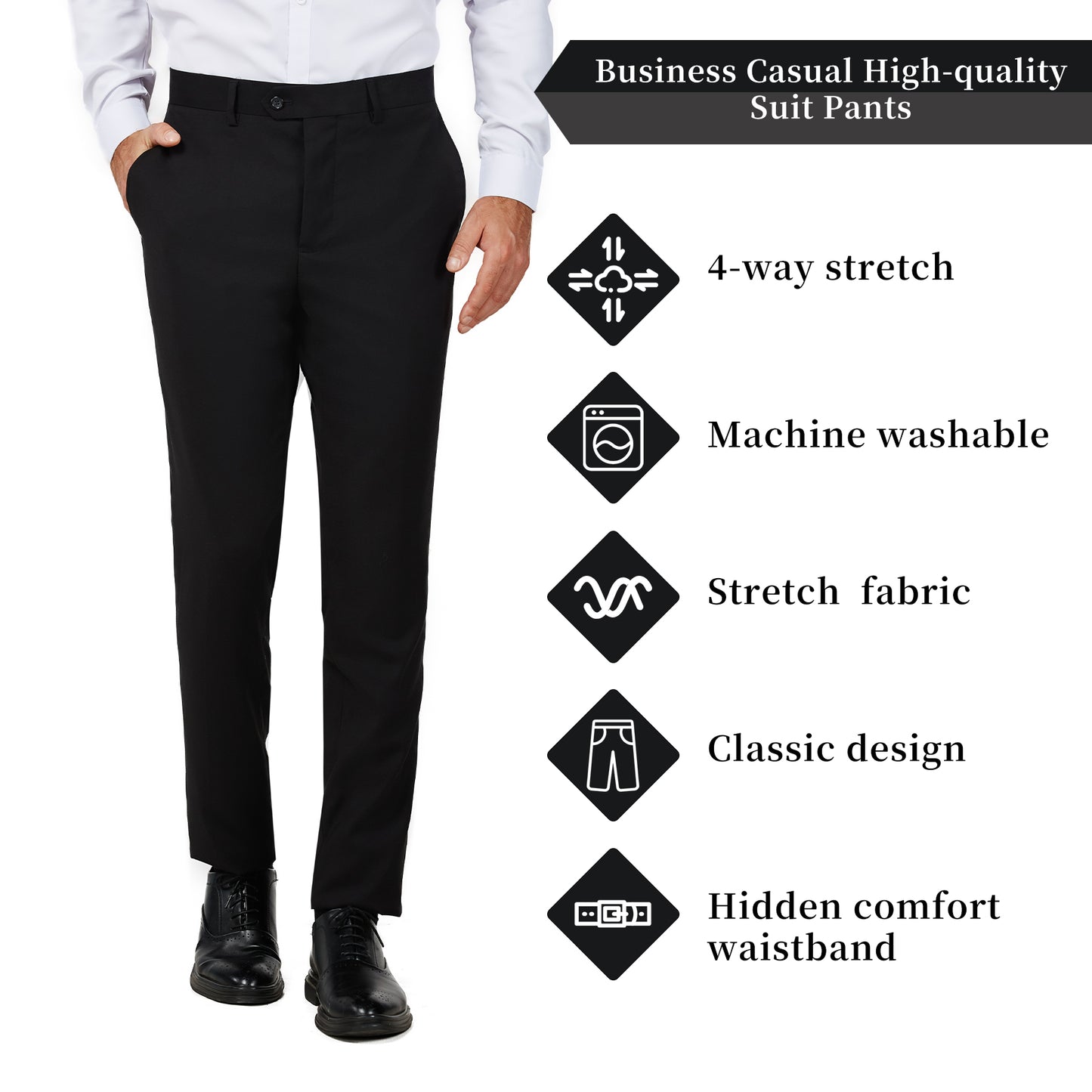 Slim Fit Dress Pants - Black (874501)