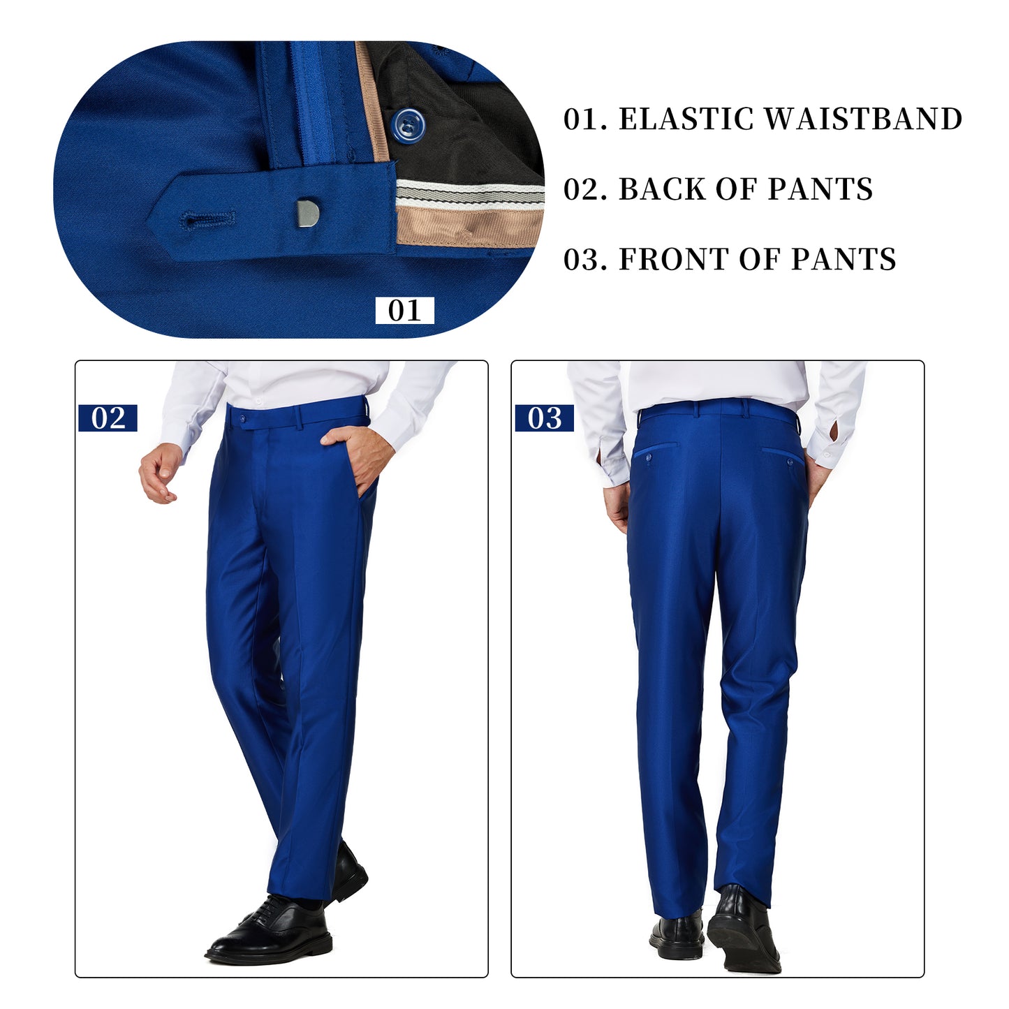 Slim Fit Dress Pants - Shiny Blue (970904)