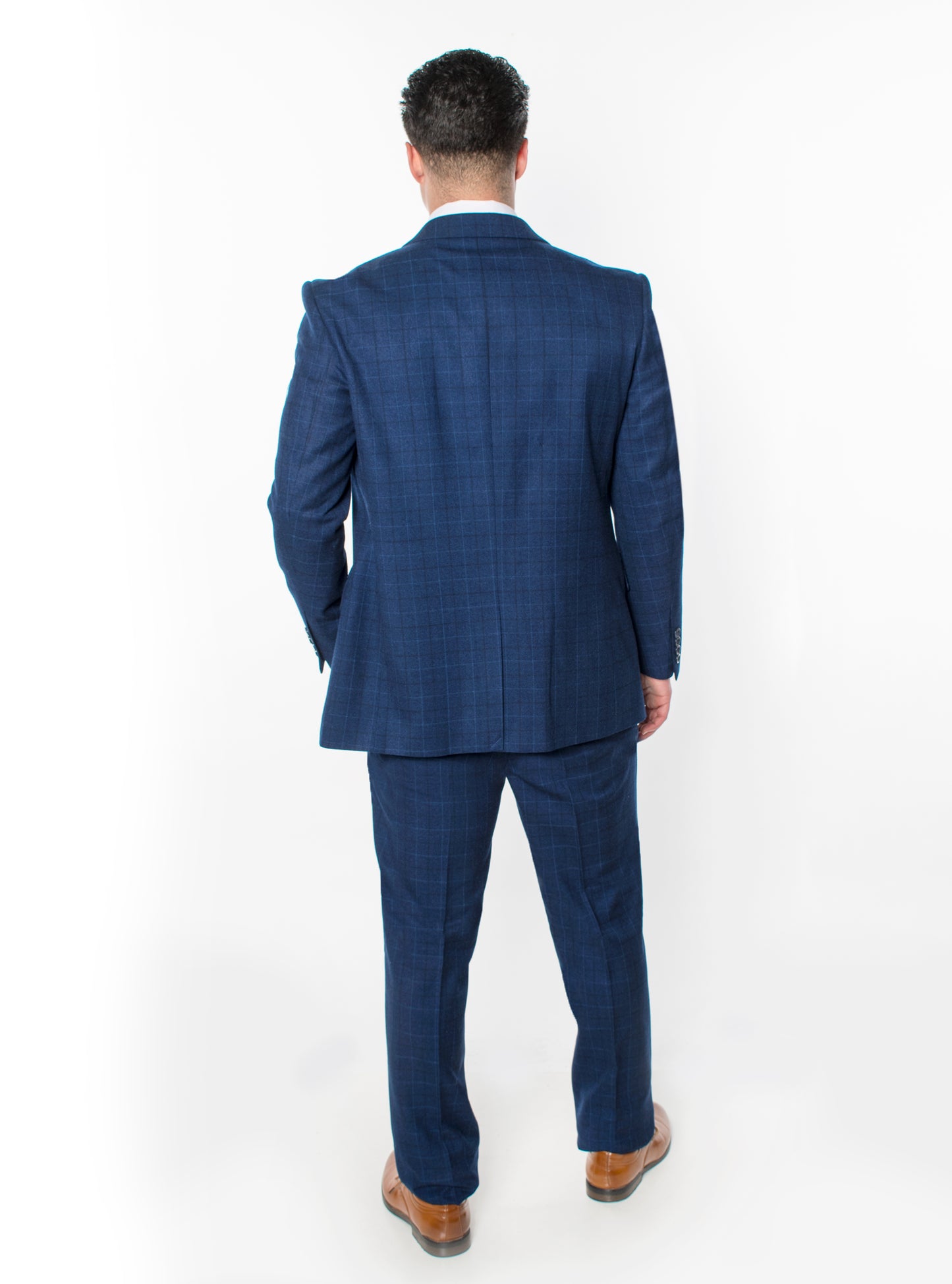 3 Piece Plaid Suit - Navy (150202)