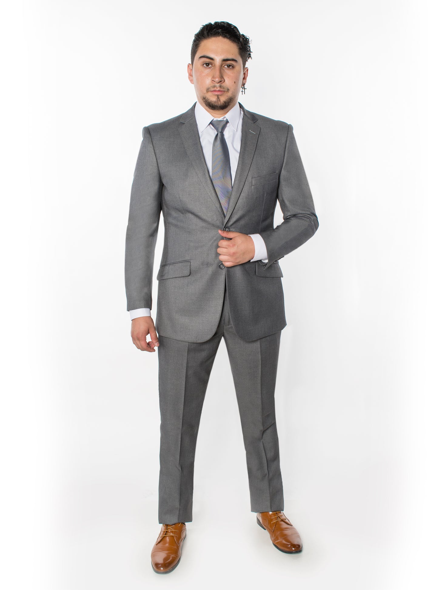 2 Piece Slim Fit Single Breasted Suits - True Grey (2N874513)