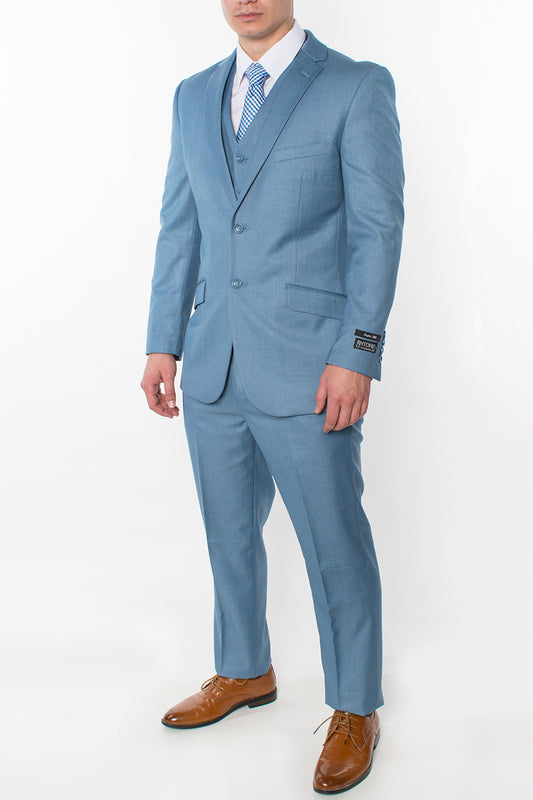 3 Piece Slim Fit Suit - Light Blue (874508S)