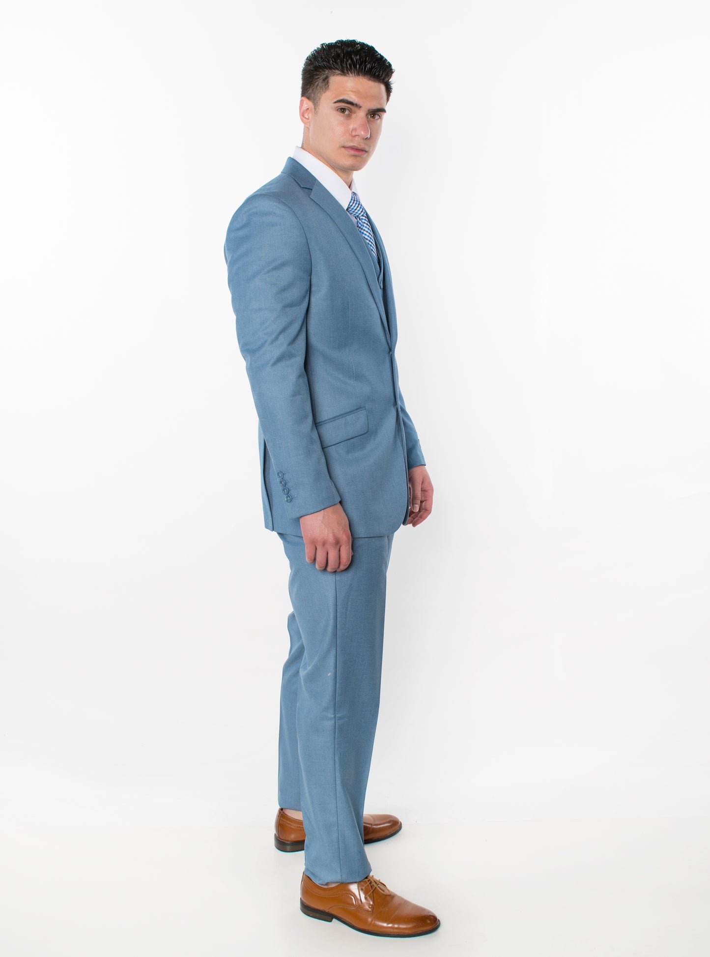 3 Piece Slim Fit Suit - Light Blue (874508S)