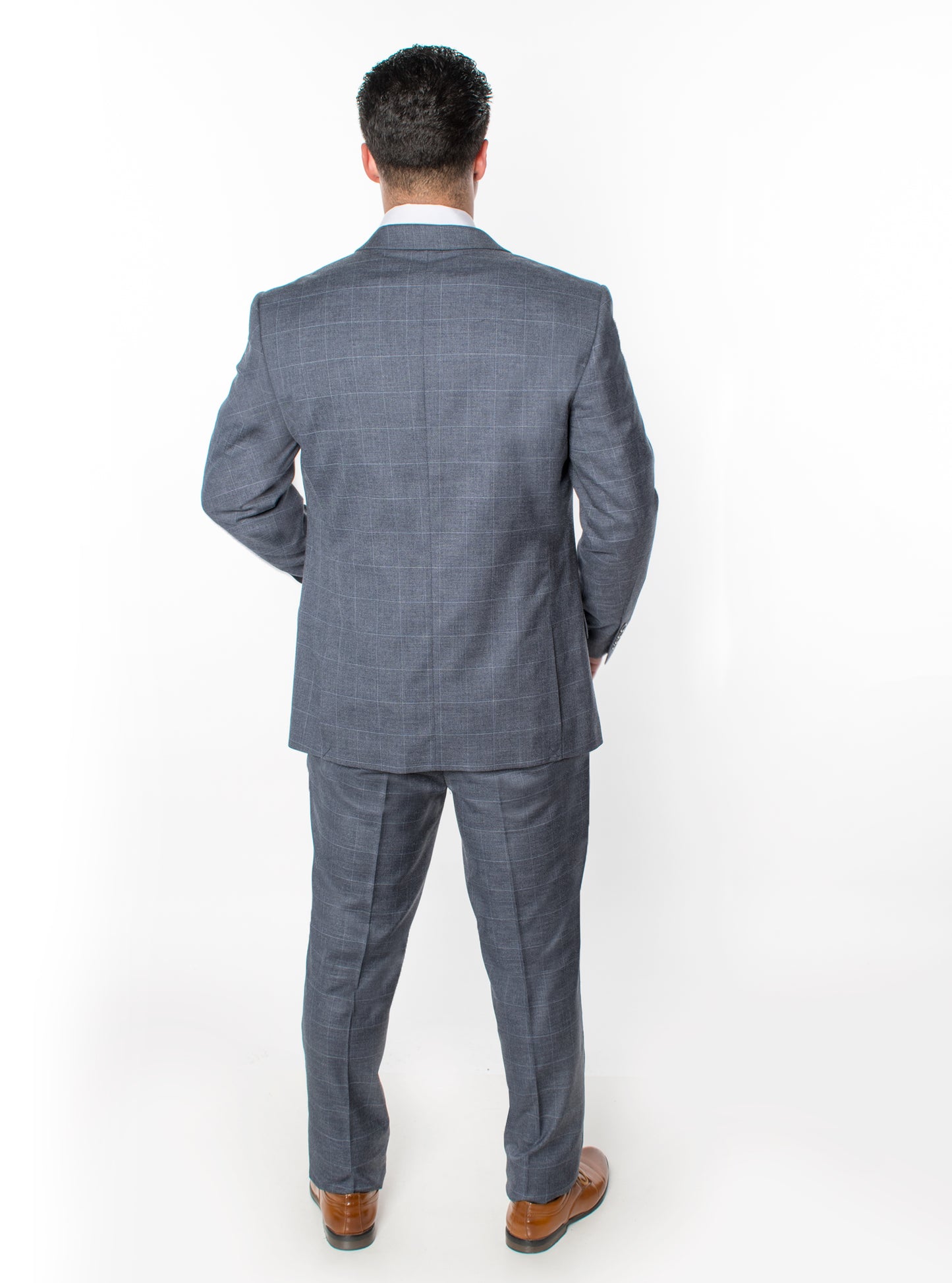 3 Piece Plaid Suit - Grey (413002)