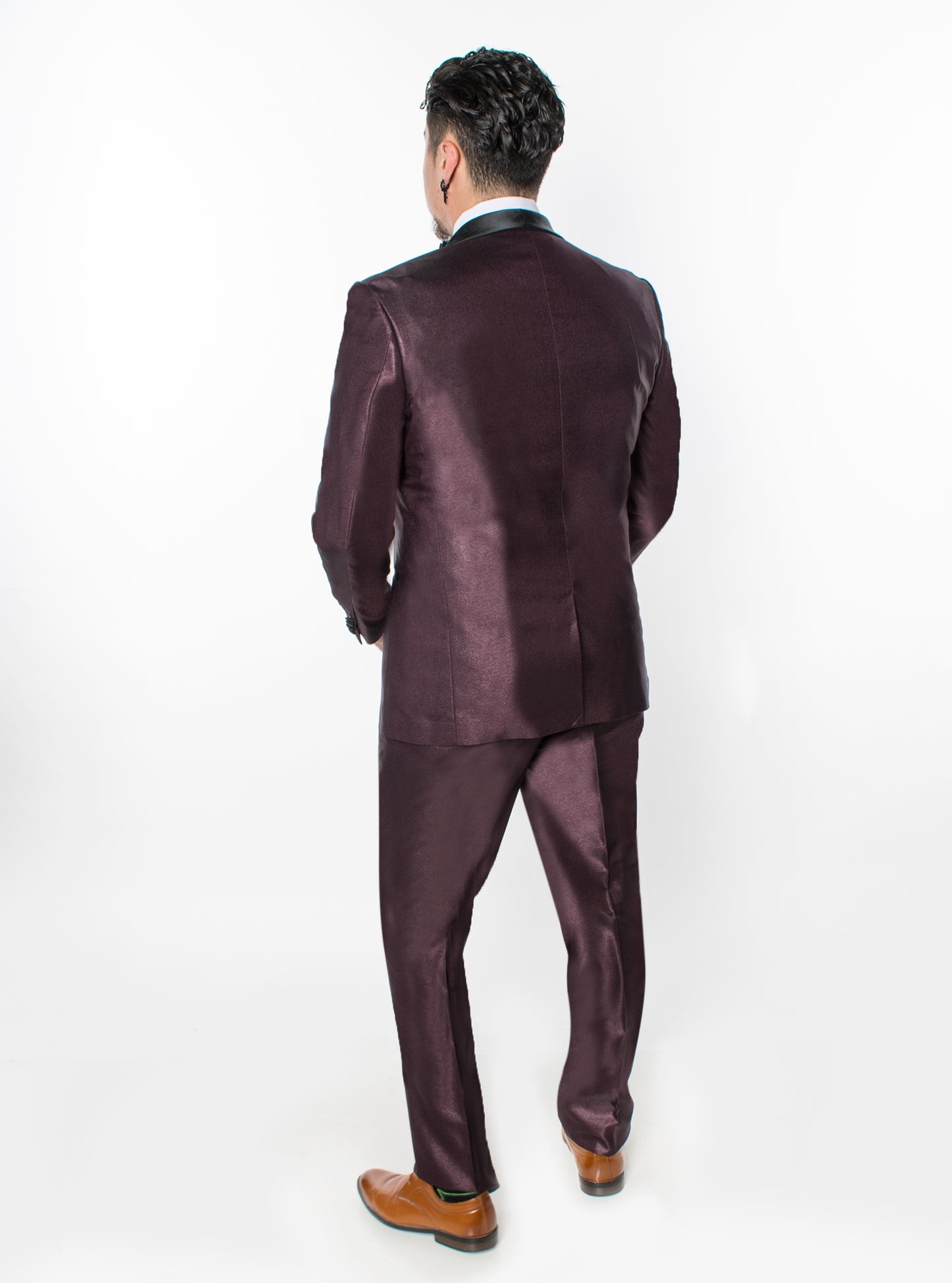 3 Piece Slim Fit Tuxedo - Shiny Maroon (1040809)