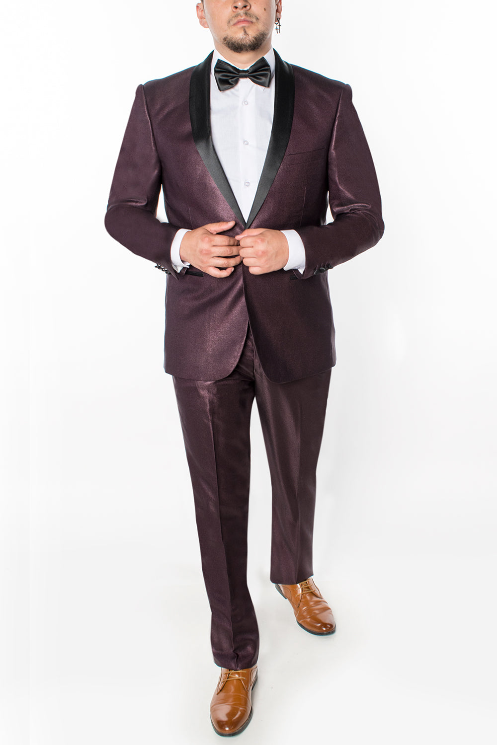 3 Piece Slim Fit Tuxedo - Shiny Maroon (1040809)