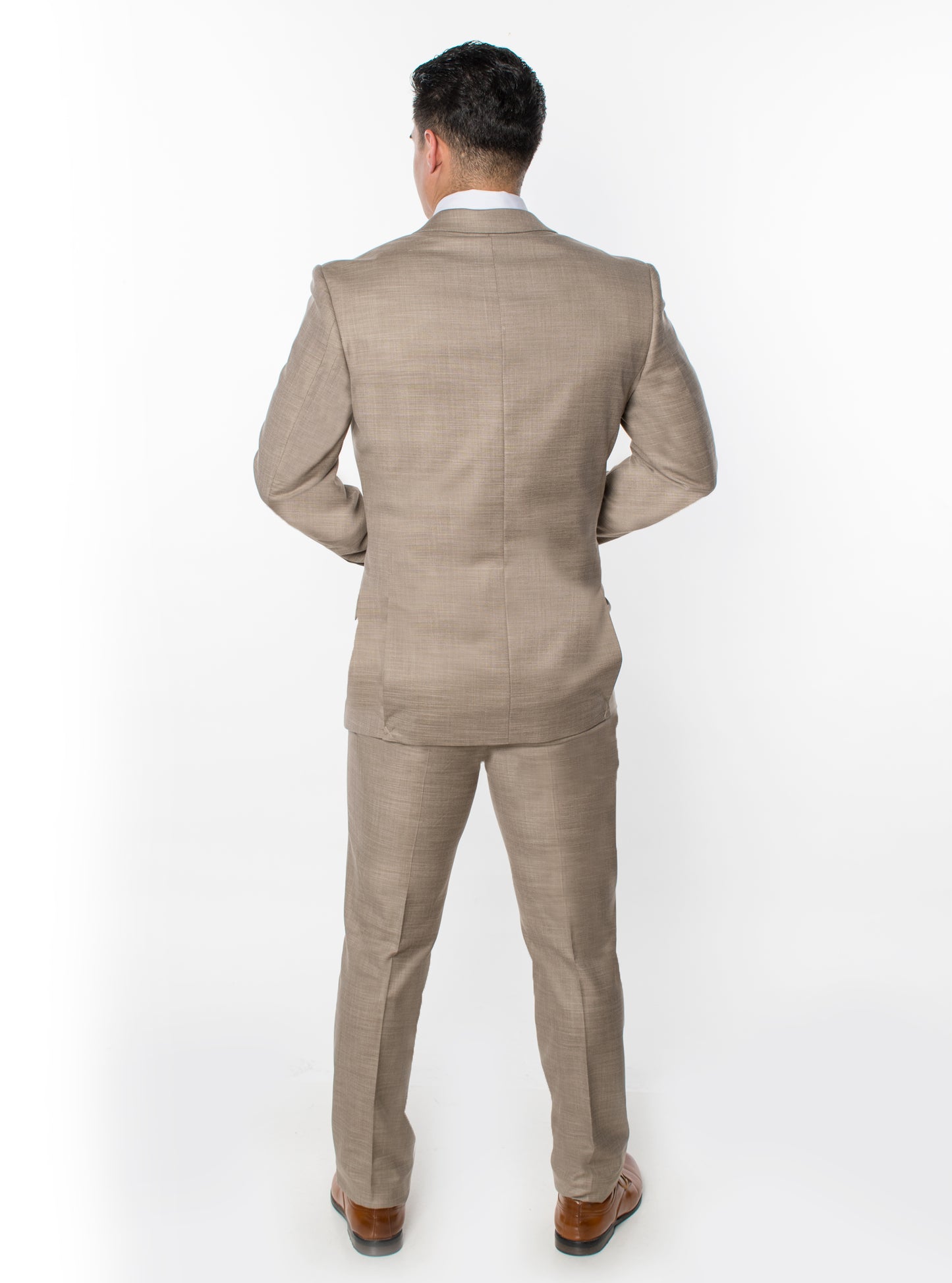 3 Piece Textured Suit - Beige (006407)