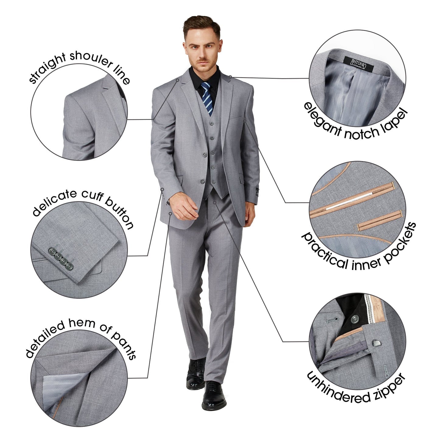 3 Piece Slim Fit Suit - Blue (874504S)