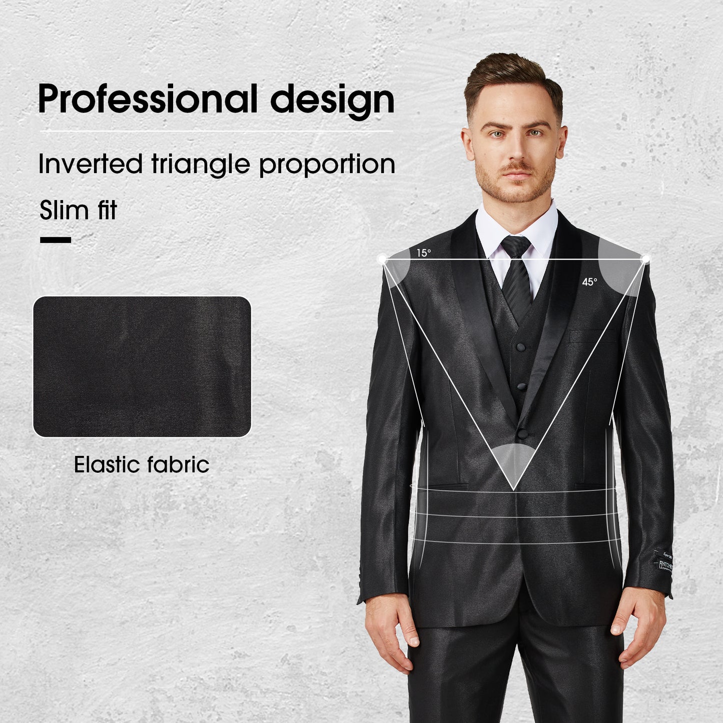 3 Piece Textured Suit - Grey (DB108806)