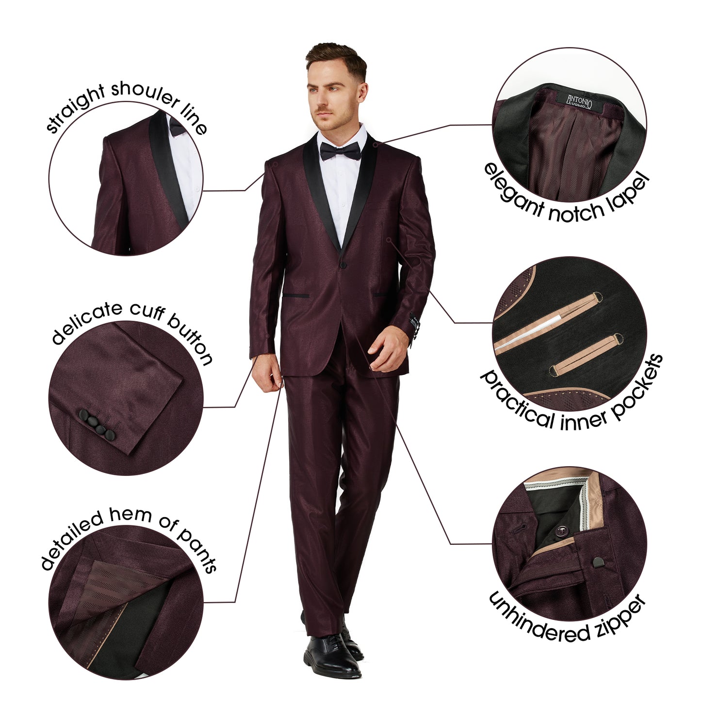 2 Piece Slim Fit Tuxedo - Maroon (2ST040809)