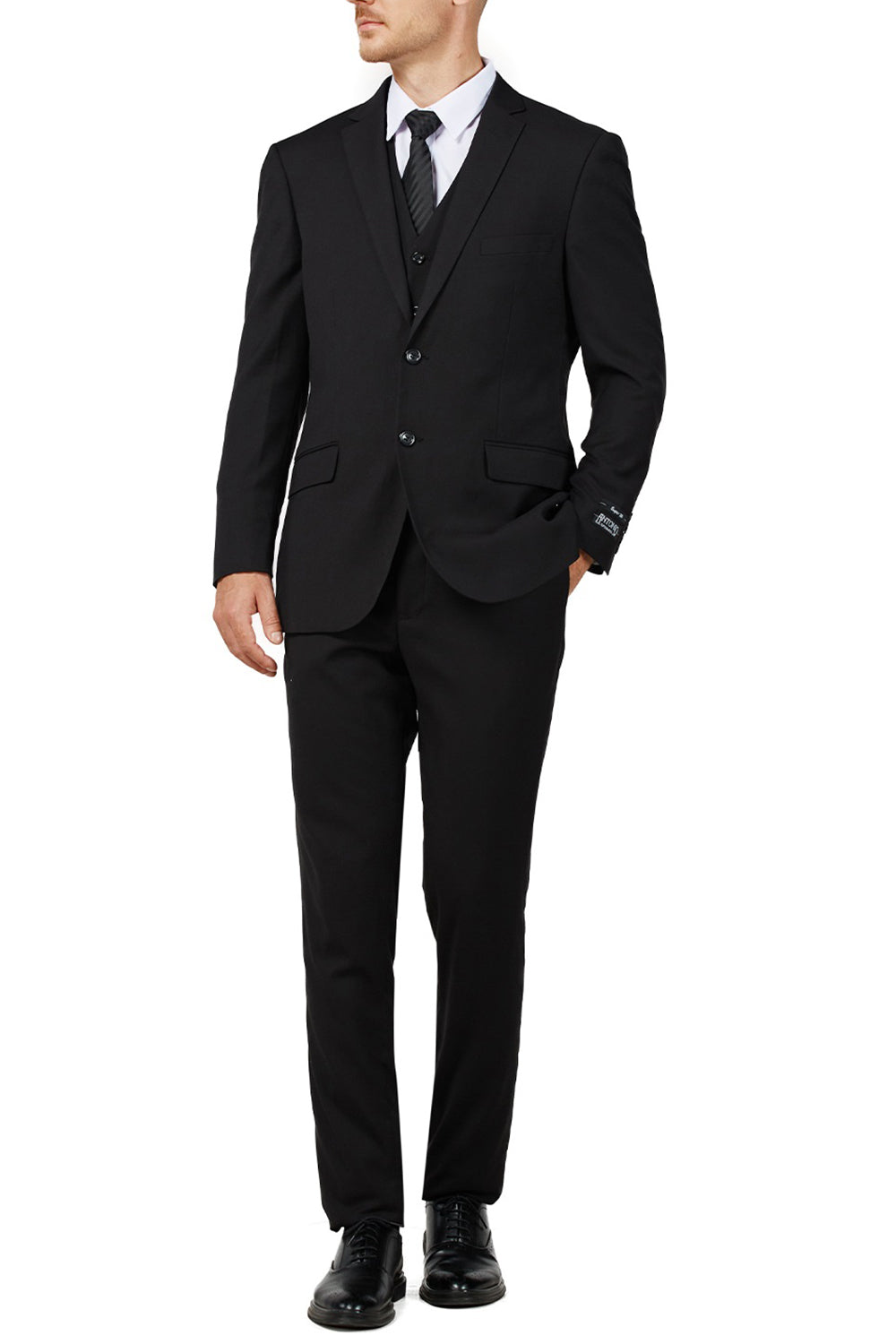 3 Piece Classic Fit Suits - Black (874501R) – Antonio Uomo