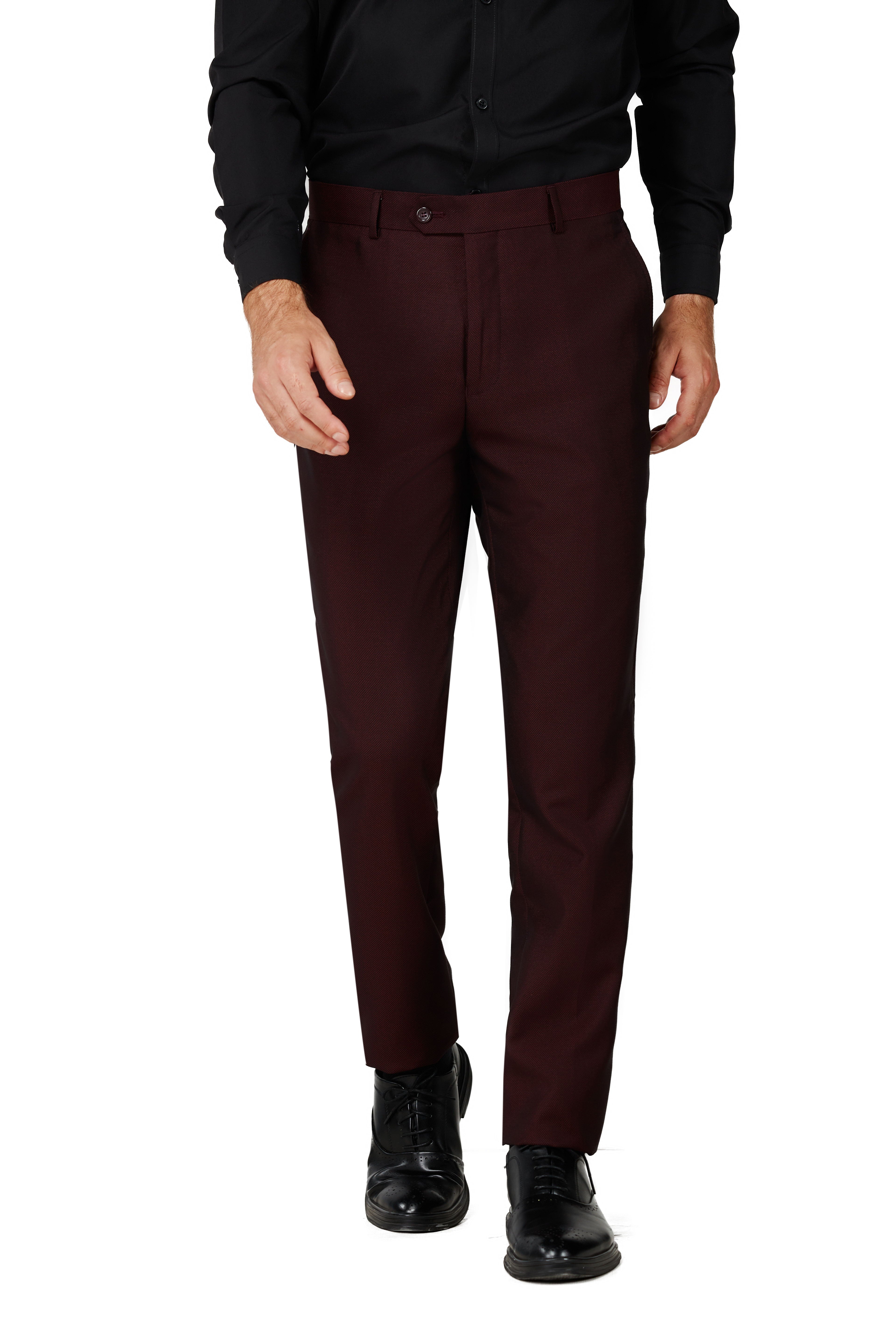 Maroon slim fit dress pants best sale