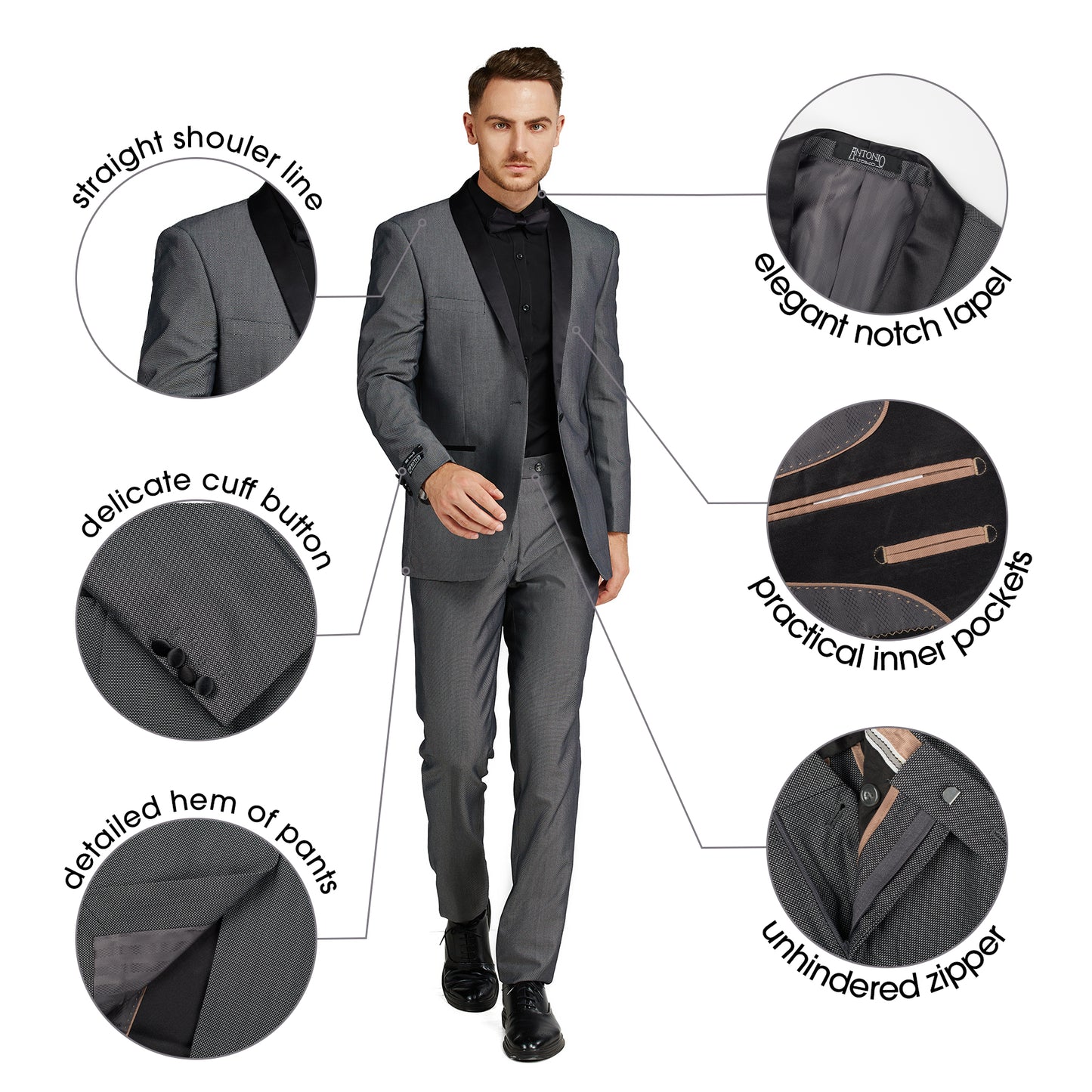 2 Piece Slim Fit Tuxedo - Grey (2ST264503)