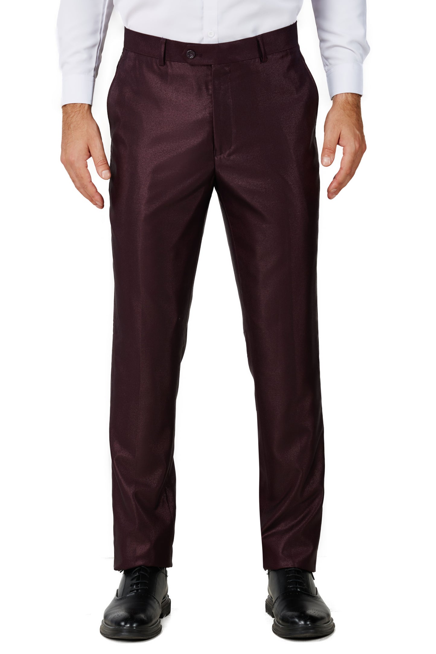 Slim Fit Dress Pants - Shiny Maroon (040809)