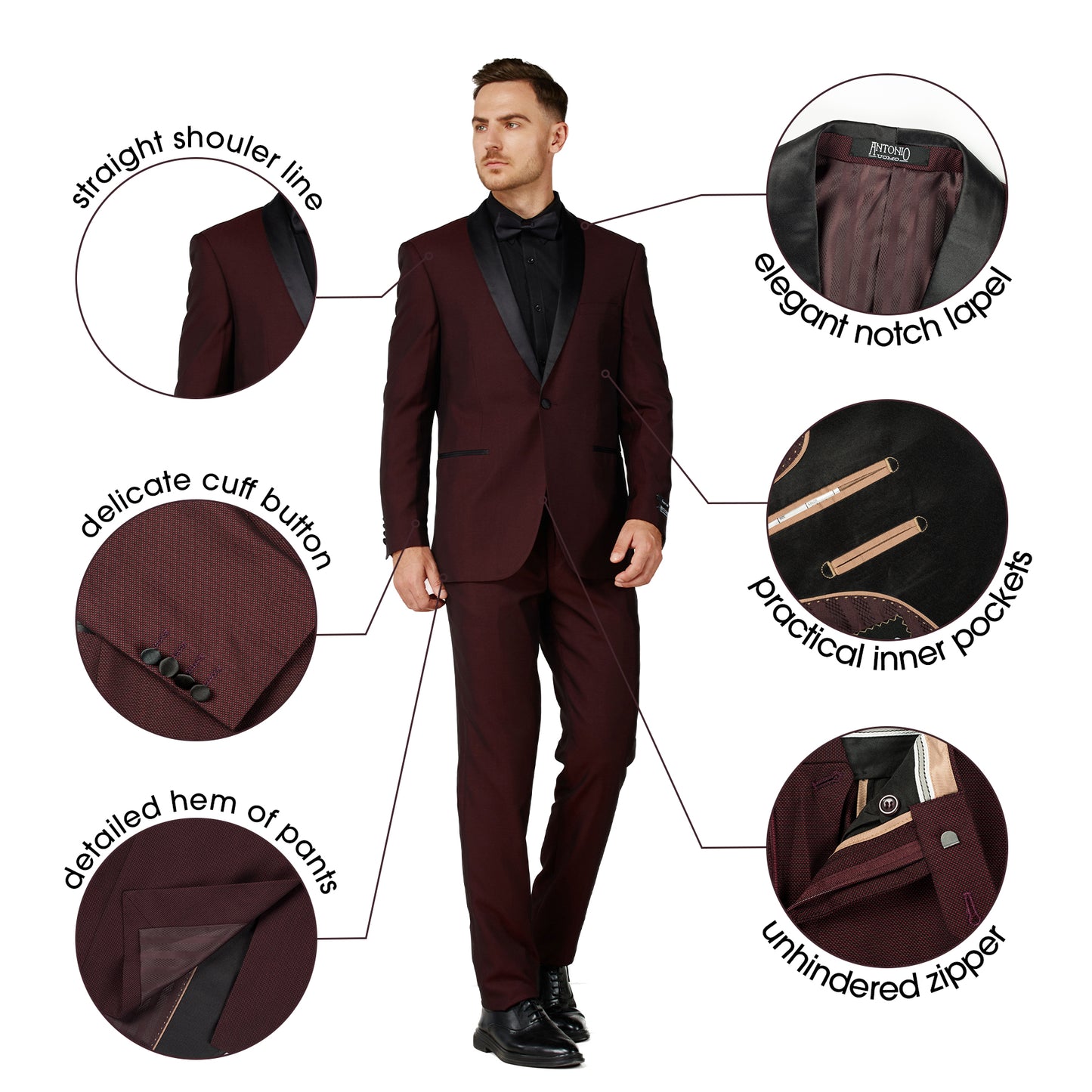 2 Piece Slim Fit Tuxedo - Burgundy (2ST264510)