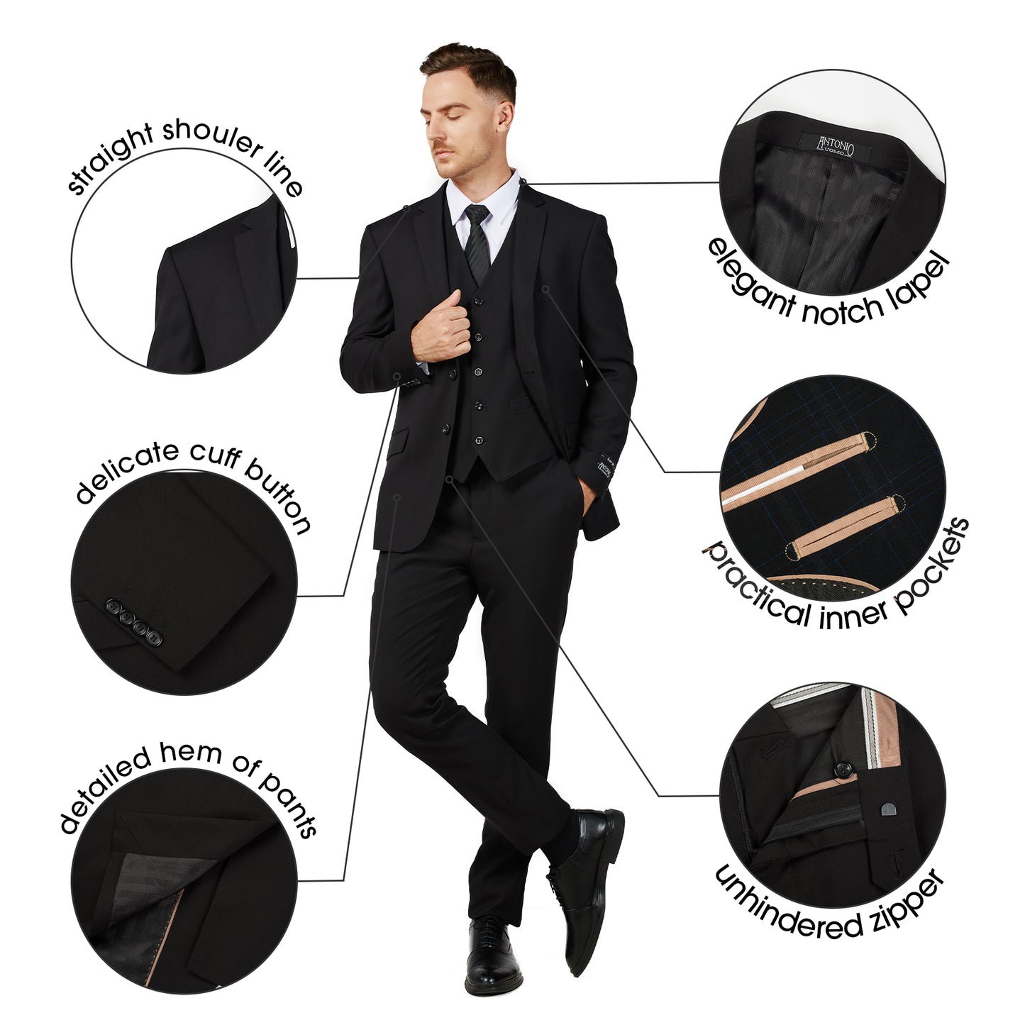 3 Piece Slim Fit Suit - Navy (874502S)