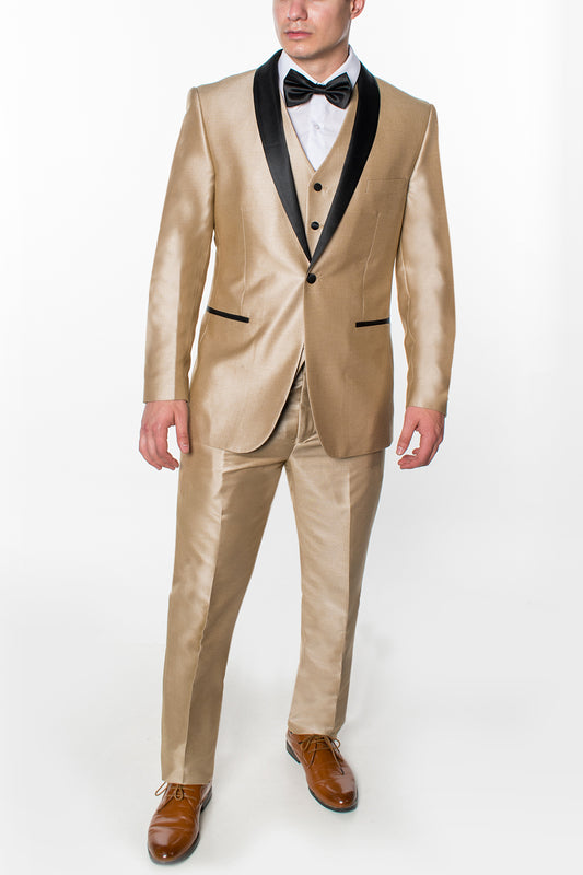 3 Piece Slim Fit Tuxedo - Shiny Beige (1828307)