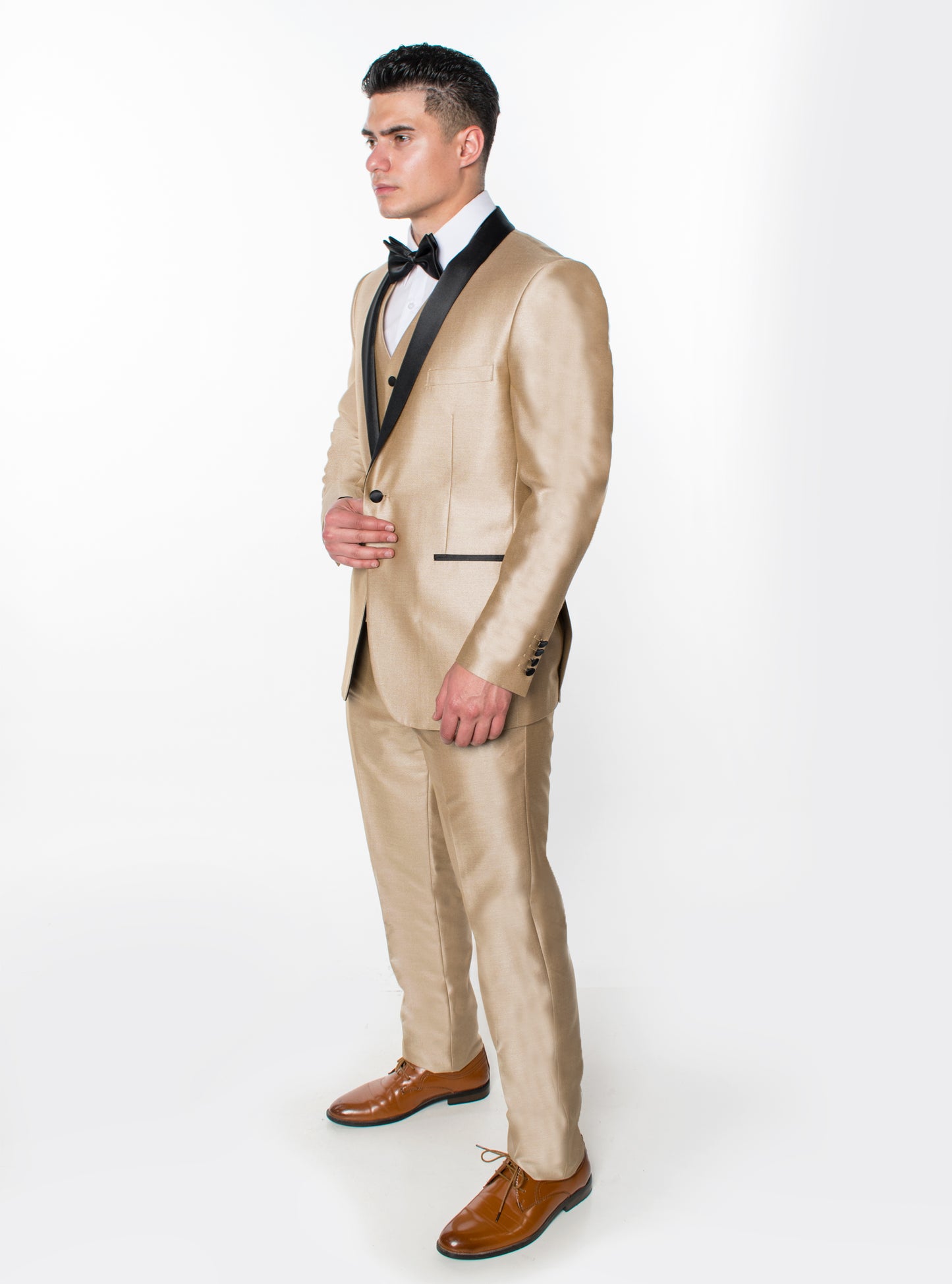 3 Piece Slim Fit Tuxedo - Shiny Beige (1828307)