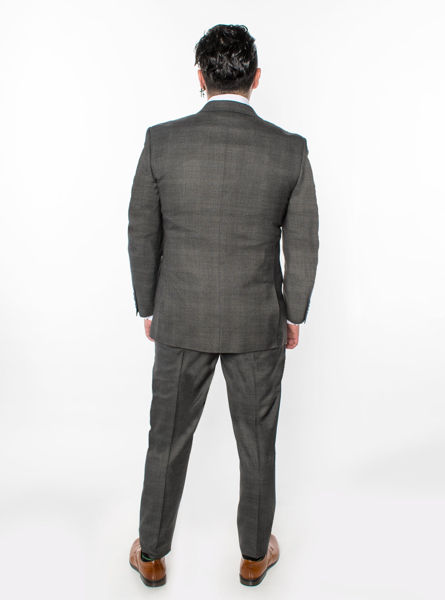 3 Piece Plaid Suit - Grey (730705)