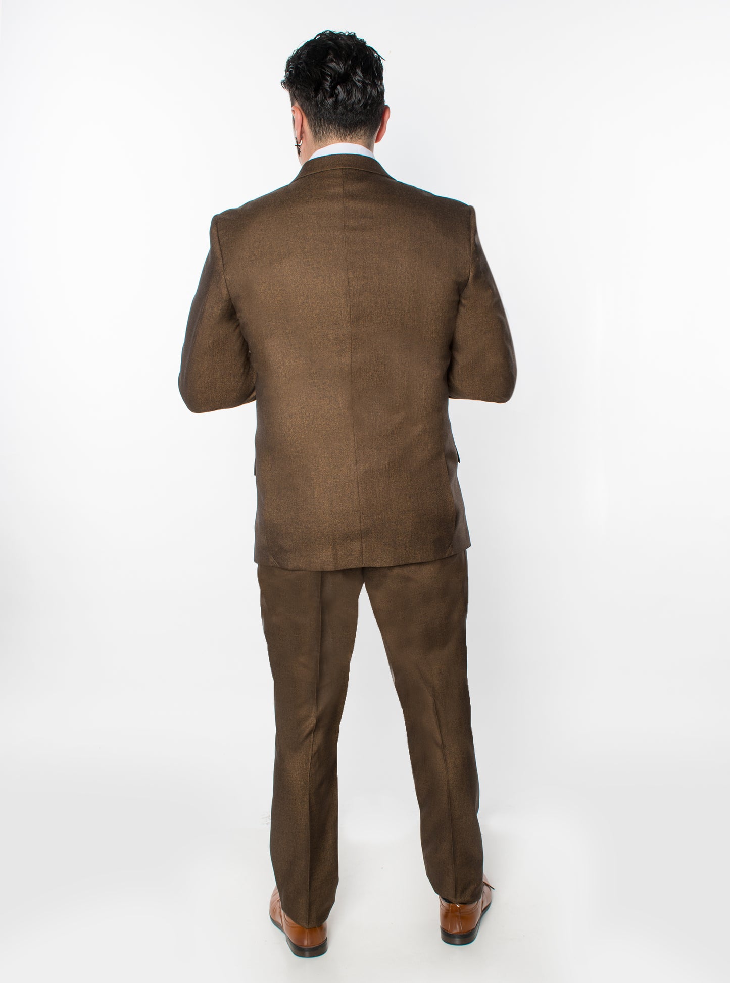 3 Piece Textured Suit - Brown (190607)