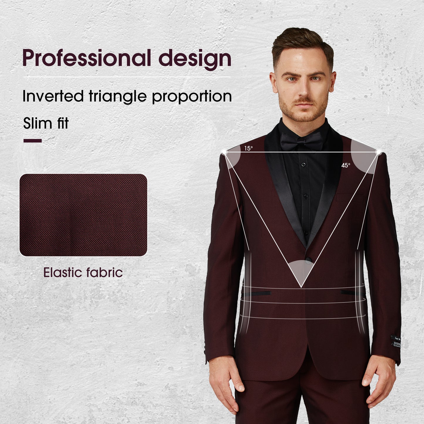 2 Piece Slim Fit Tuxedo - Burgundy (2ST264510)