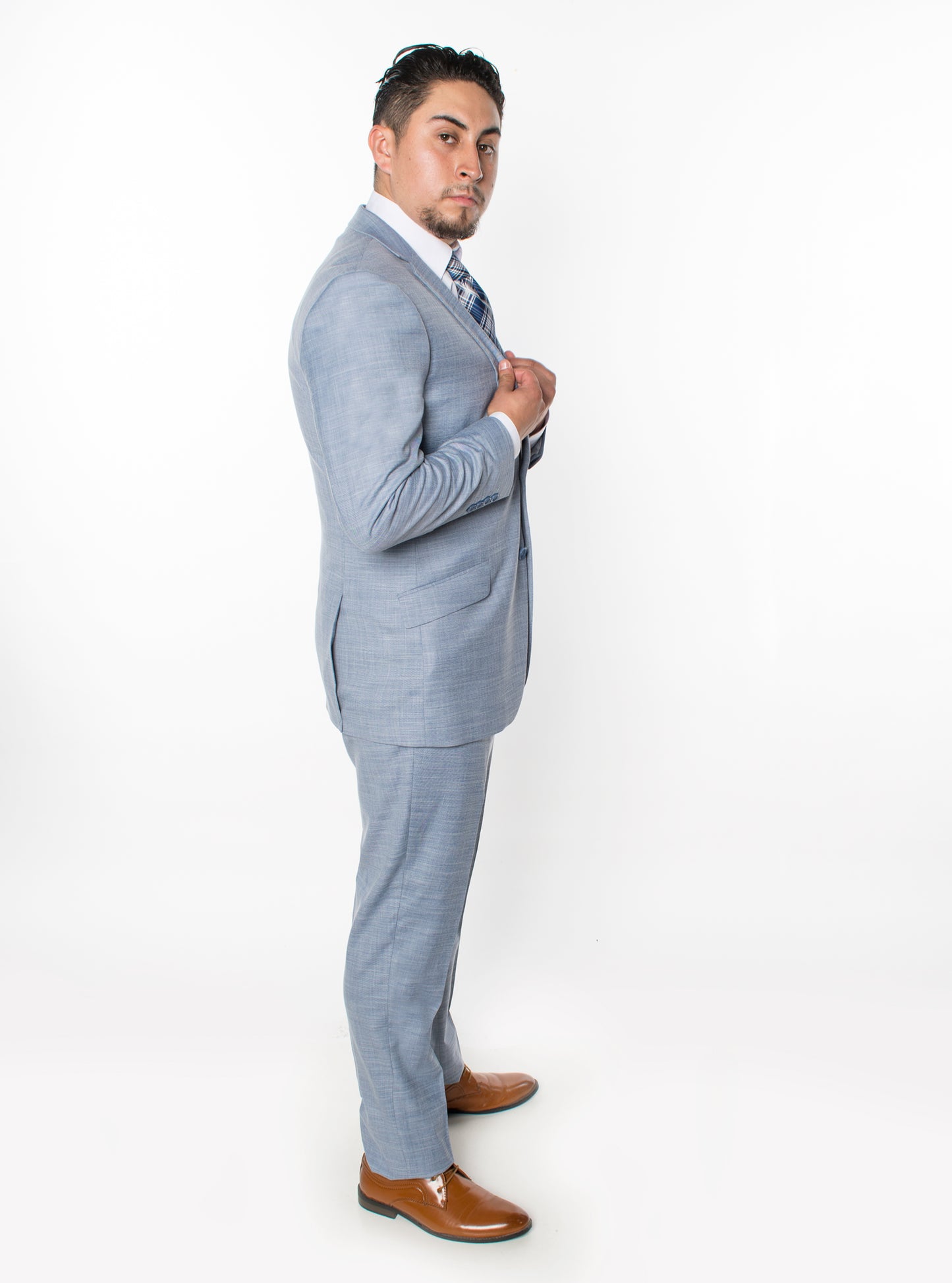 3 Piece Textured Suit - Powder Blue (00204)