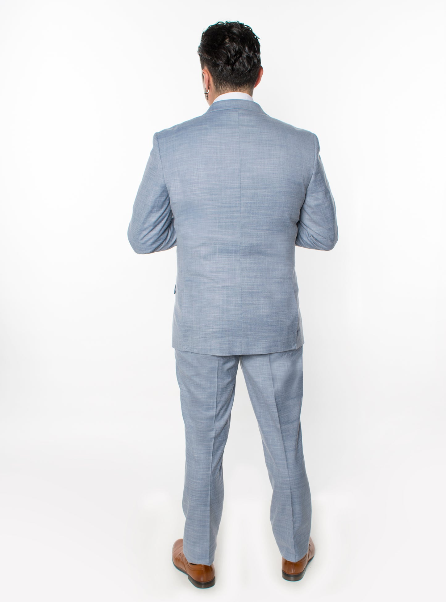 3 Piece Textured Suit - Powder Blue (00204)