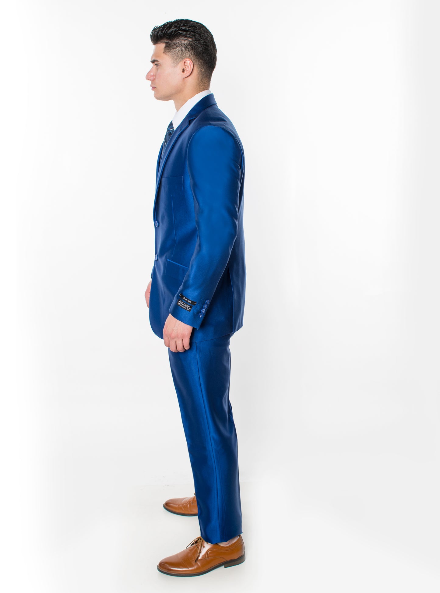 3 Piece Textured Suit - Shiny Blue (970908)