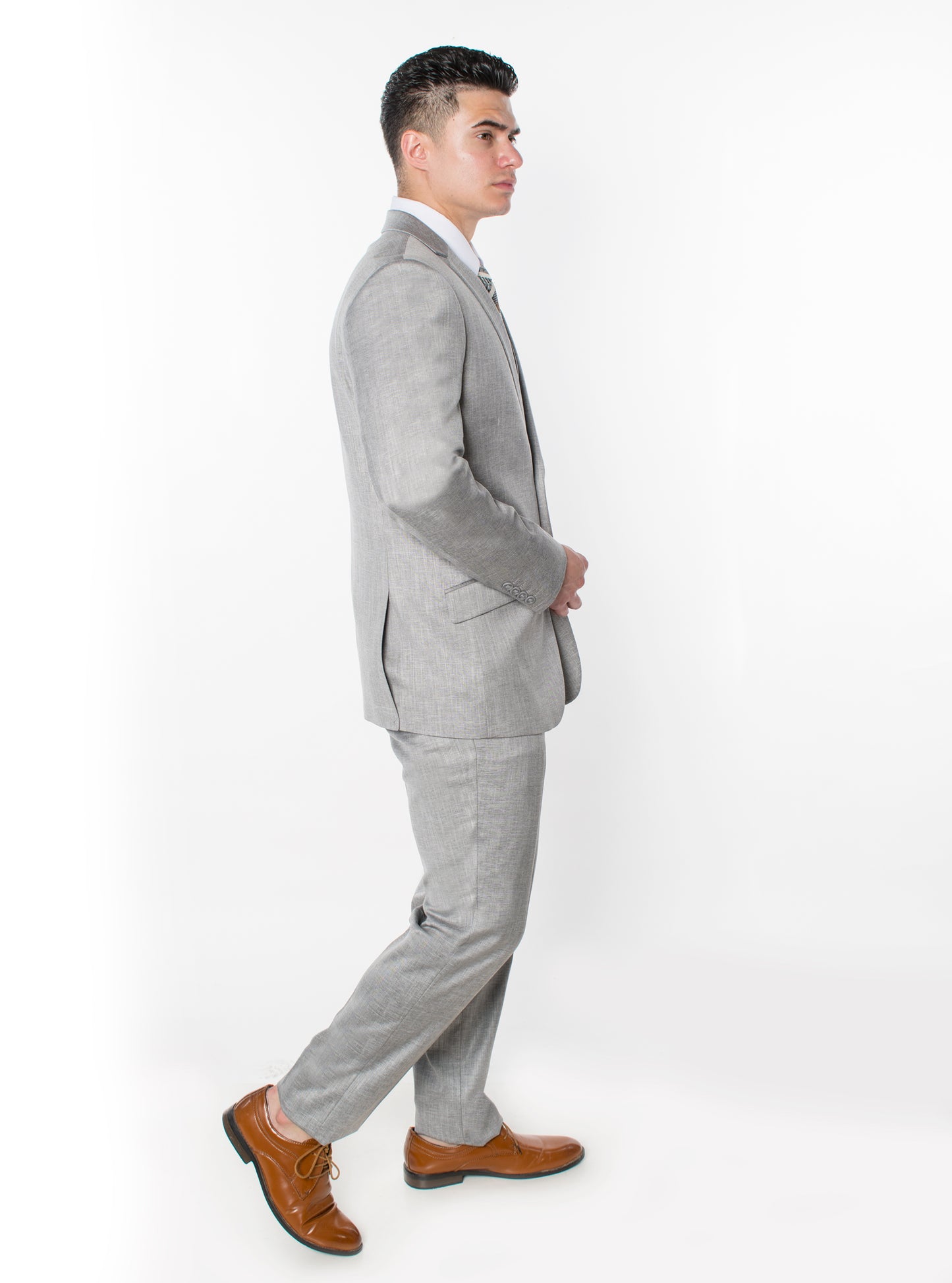 3 Piece Textured Suit - Silver (166806)