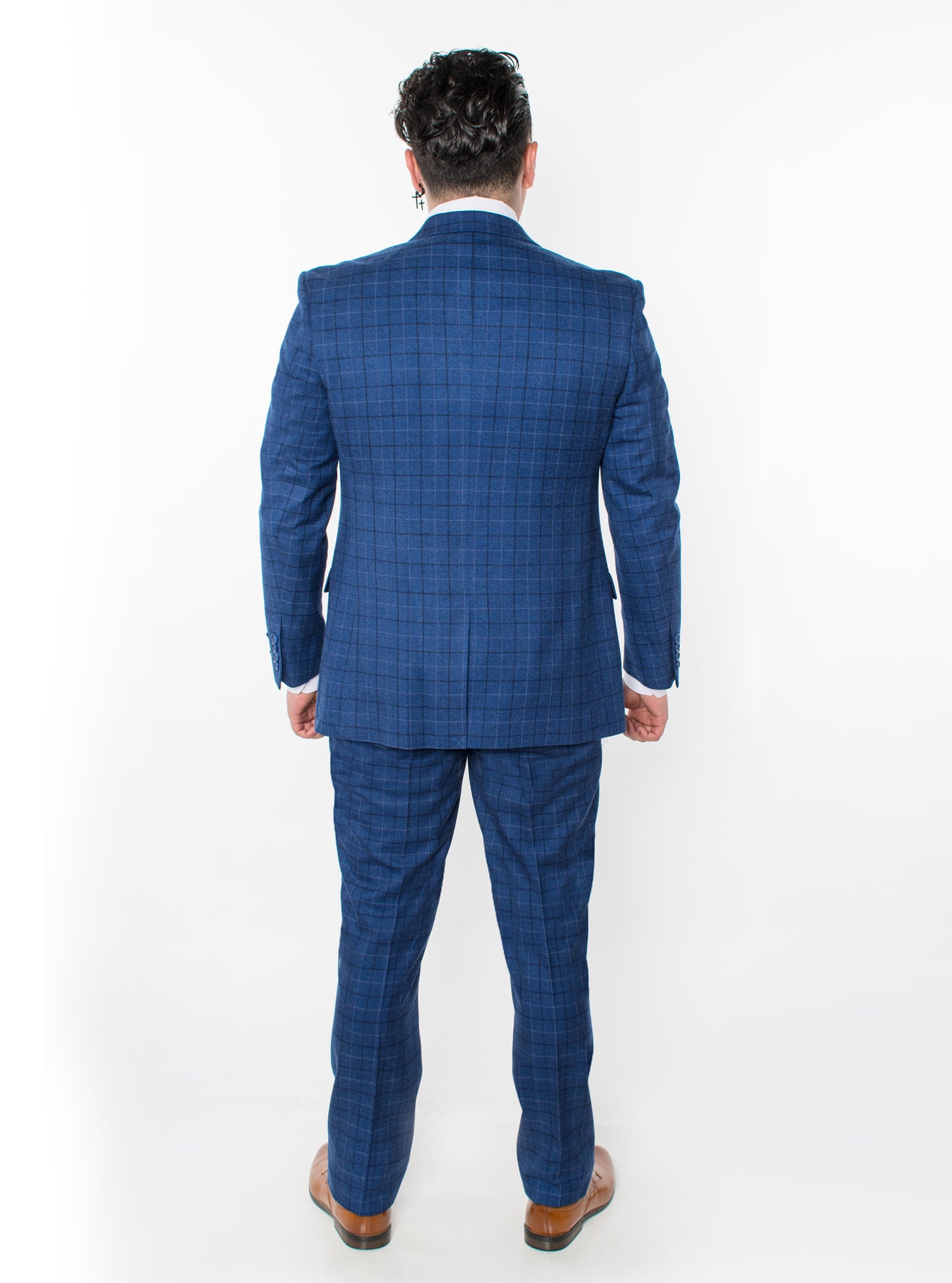 3 Piece Plaid Suit - French Blue (150208)