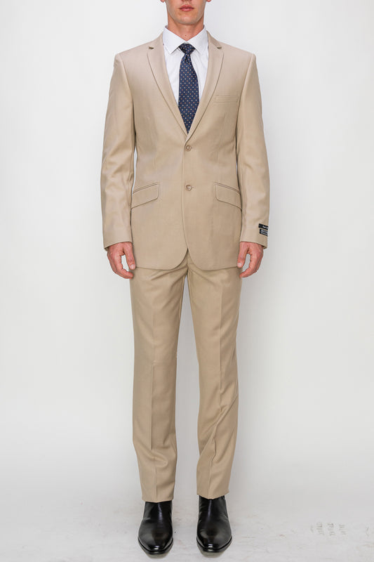 2 Piece Slim Fit Single Breasted Suits - Beige (2N874507)