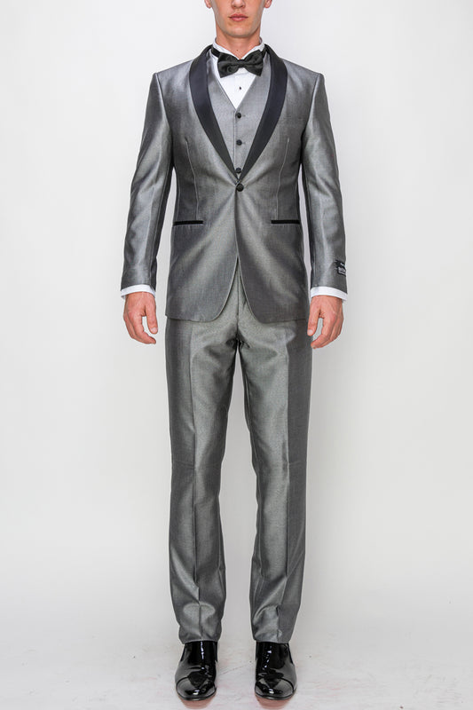 3 Piece Slim Fit Tuxedo - Shiny Grey (1188906)