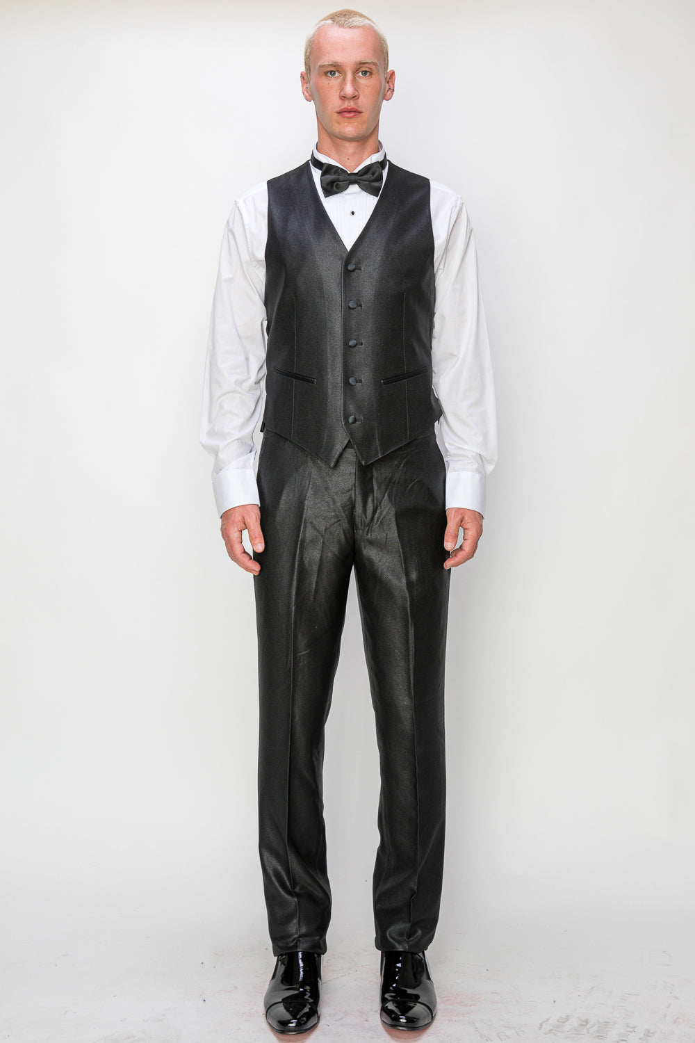 3 Piece Slim Fit Tuxedo - Shiny Black (1040801)