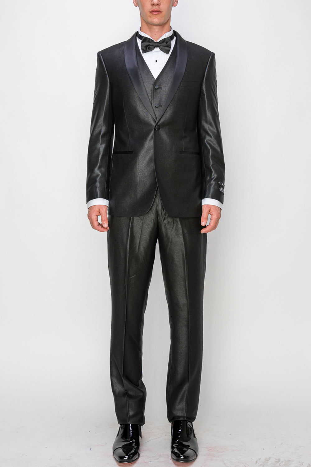 3 Piece Slim Fit Tuxedo - Shiny Black (1040801)