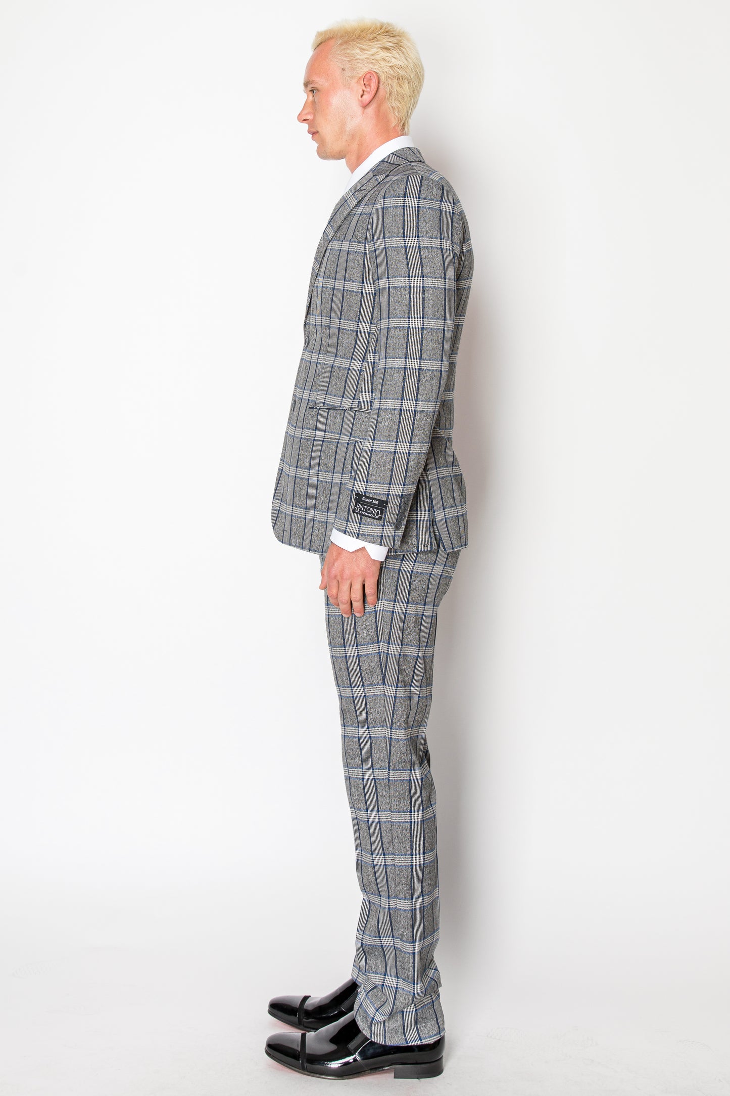 3 Piece Plaid Suit - Grey (310705)