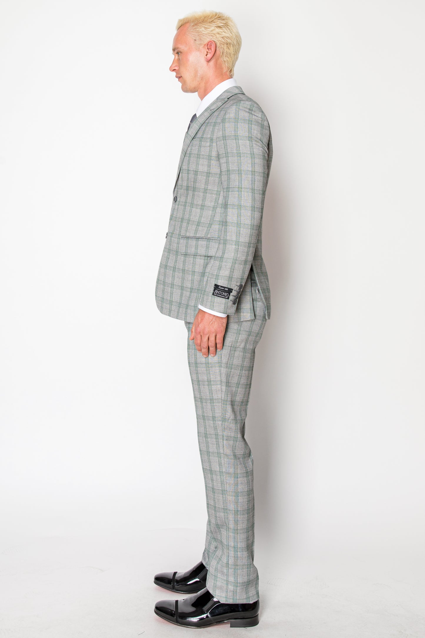 3 Piece Plaid Suit - Grey (108106)