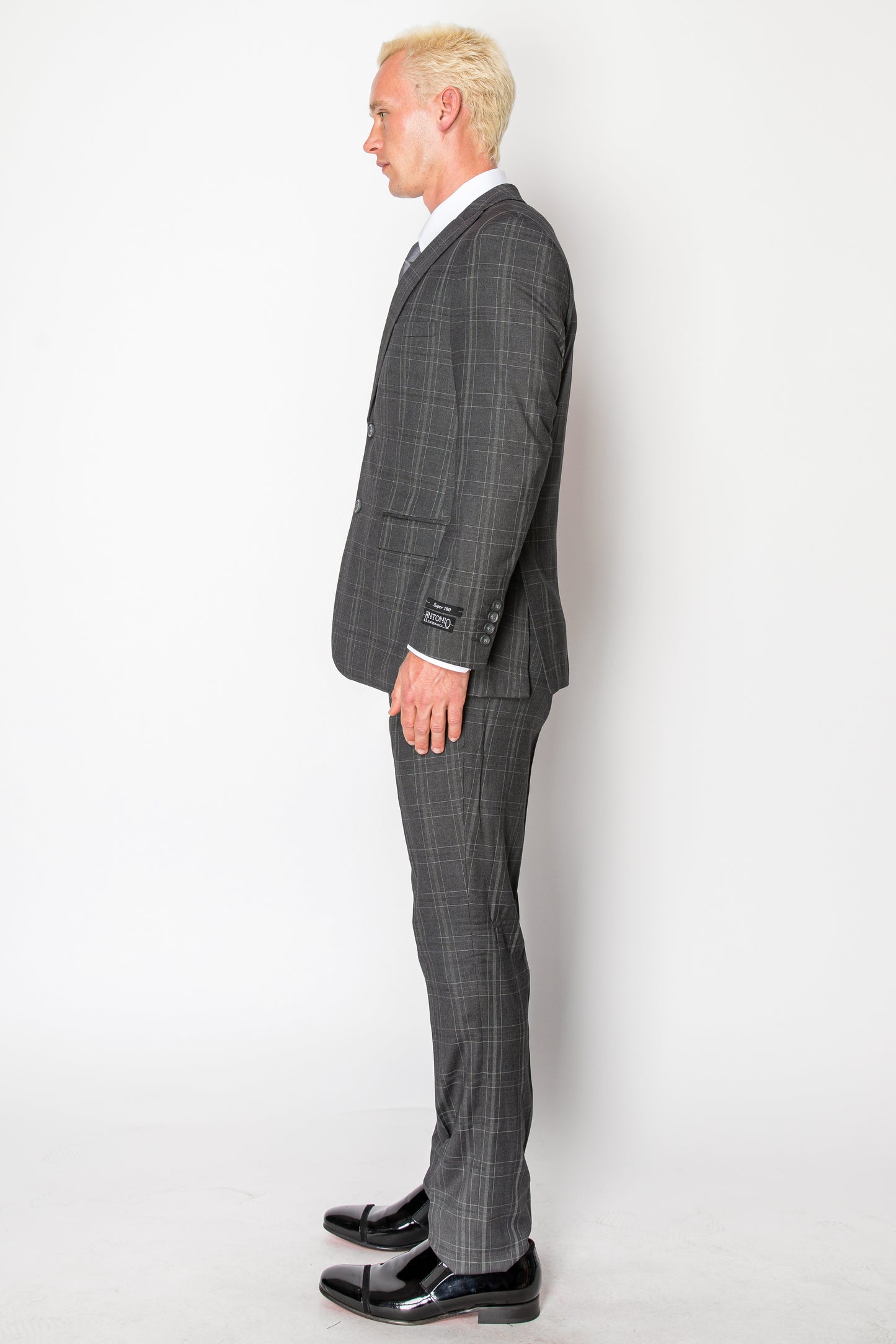 3 Piece Plaid Suit - Charcoal (870305)