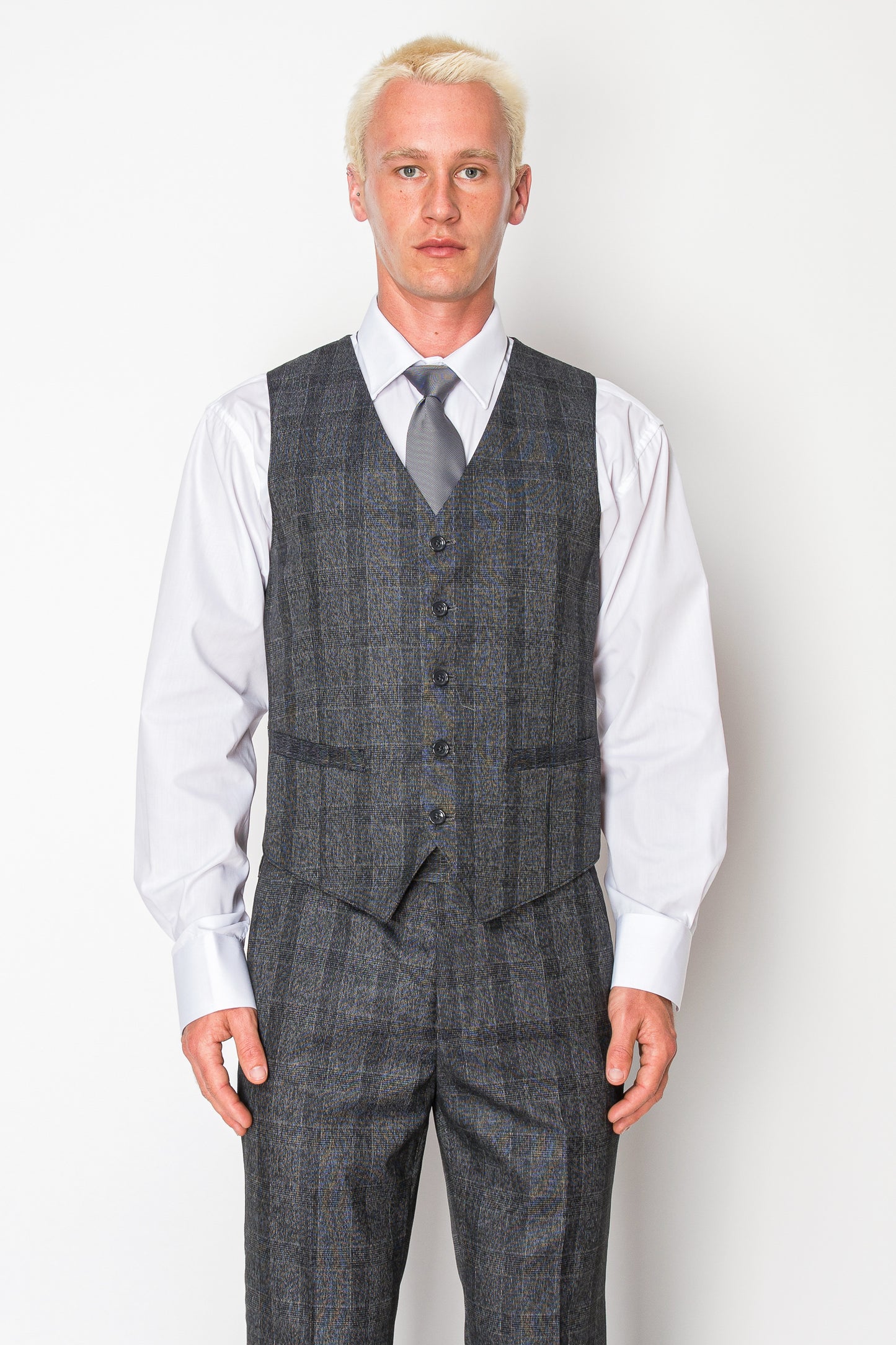 3 Piece Plaid Suit - Charcoal (615505)