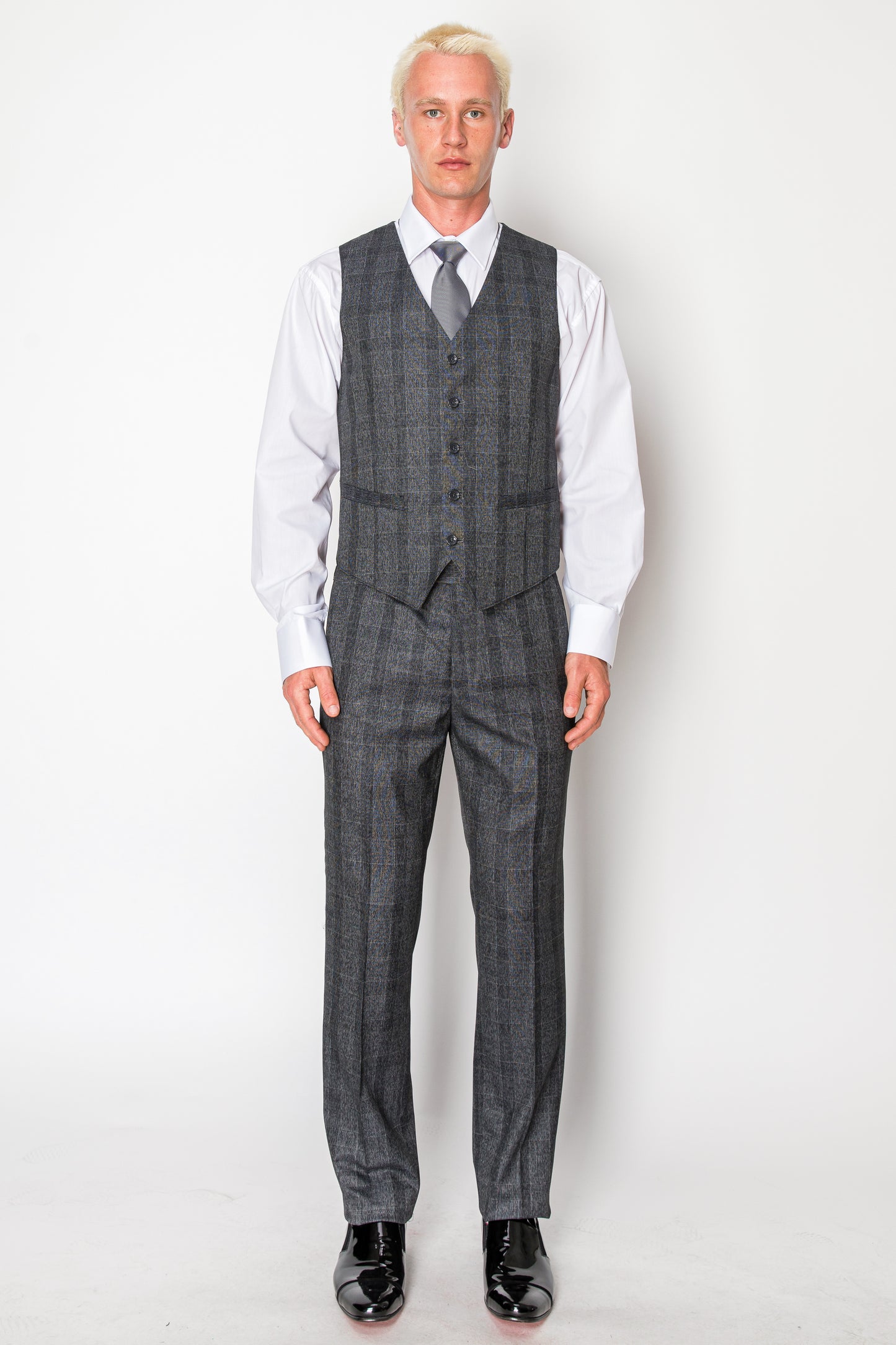 3 Piece Plaid Suit - Charcoal (615505)