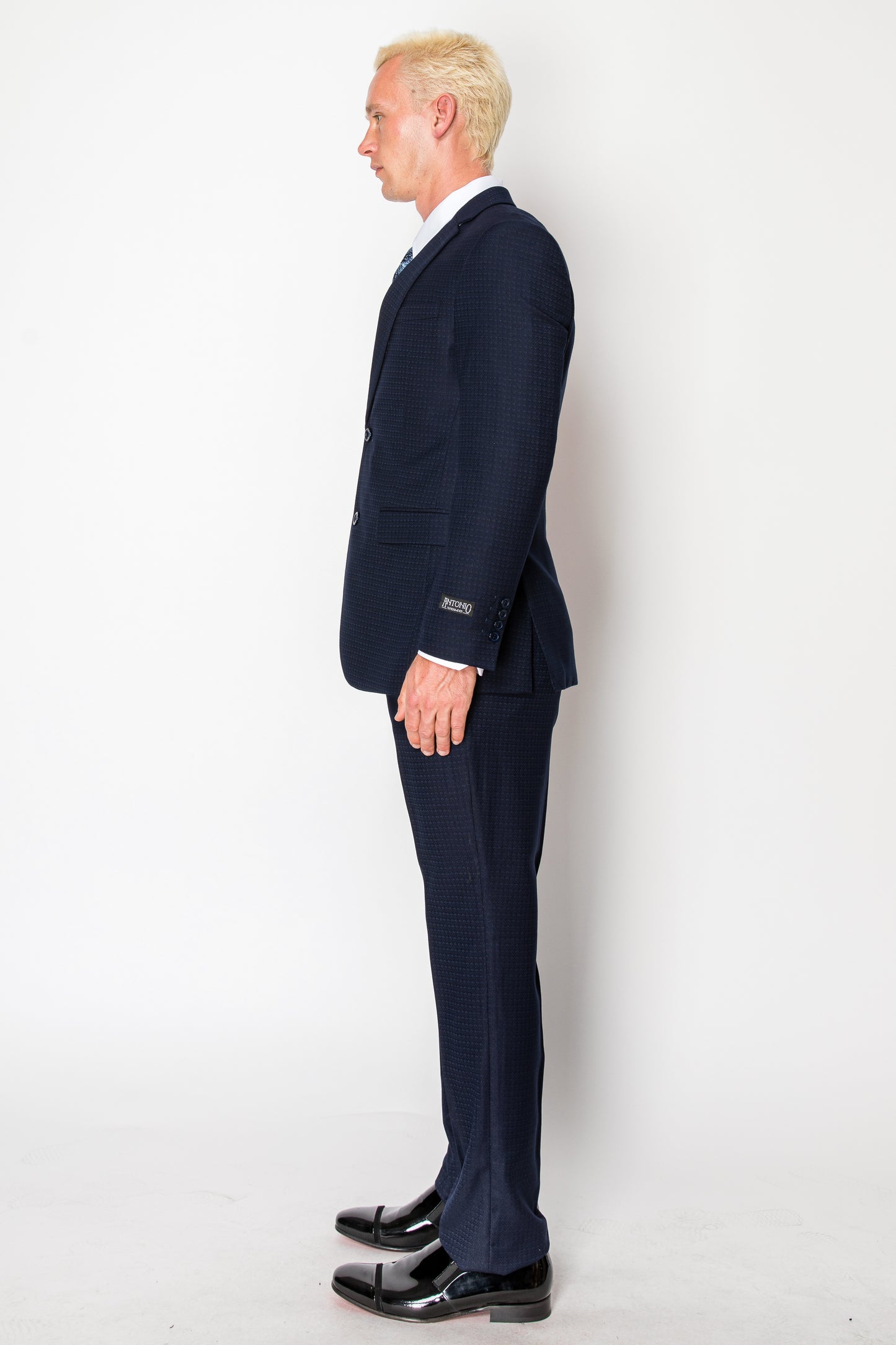 3 Piece Textured Suit - Navy (560802)