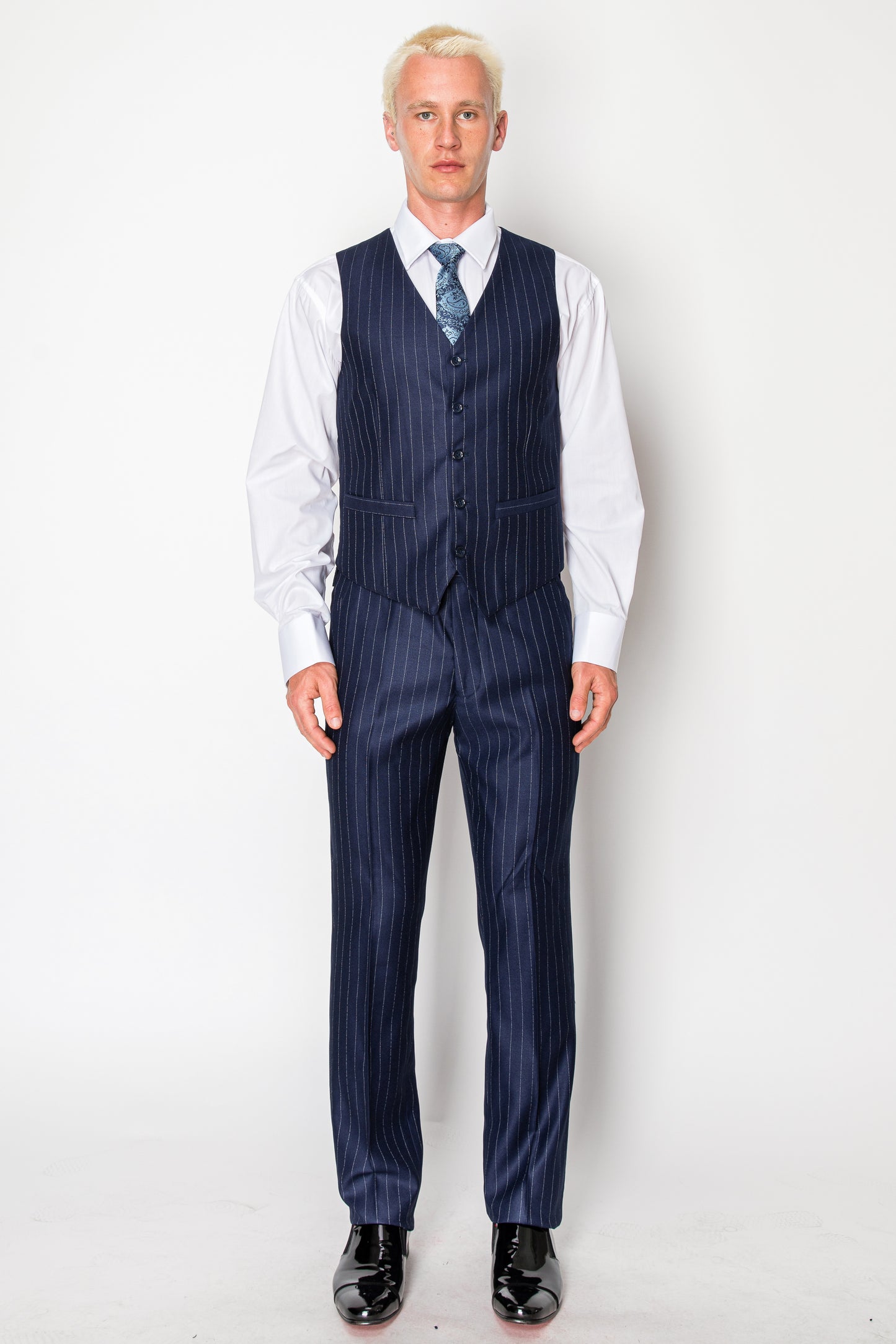 3 Piece Textured Suit - Navy (DB108802)