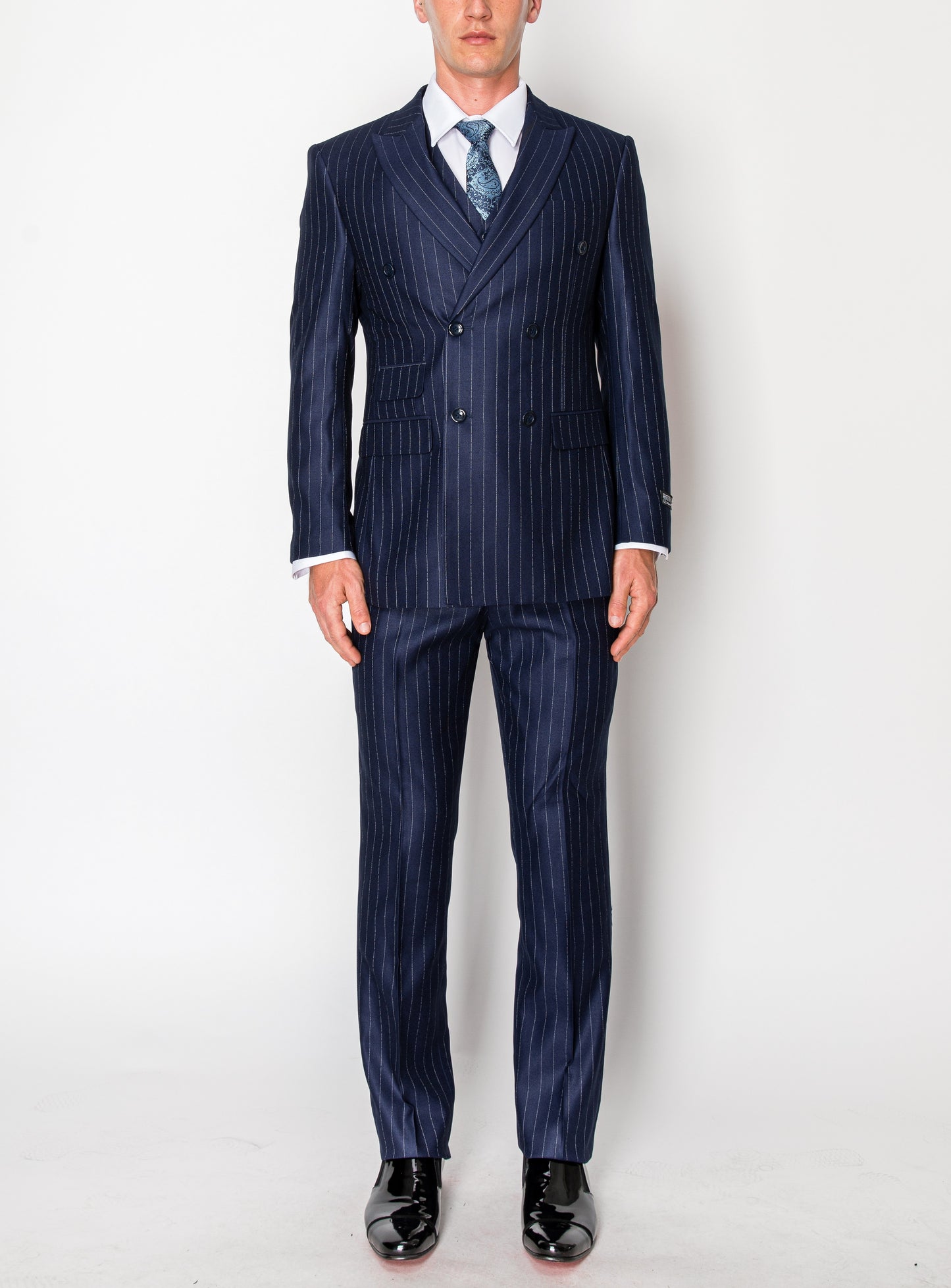 3 Piece Textured Suit - Navy (DB108802)