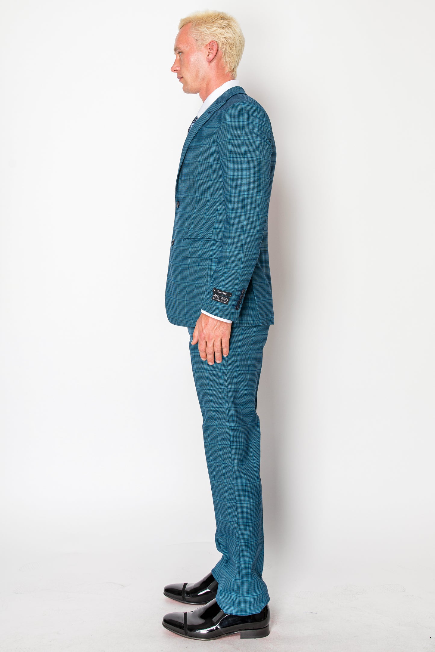 3 Piece Plaid Suit - Blue (106104)