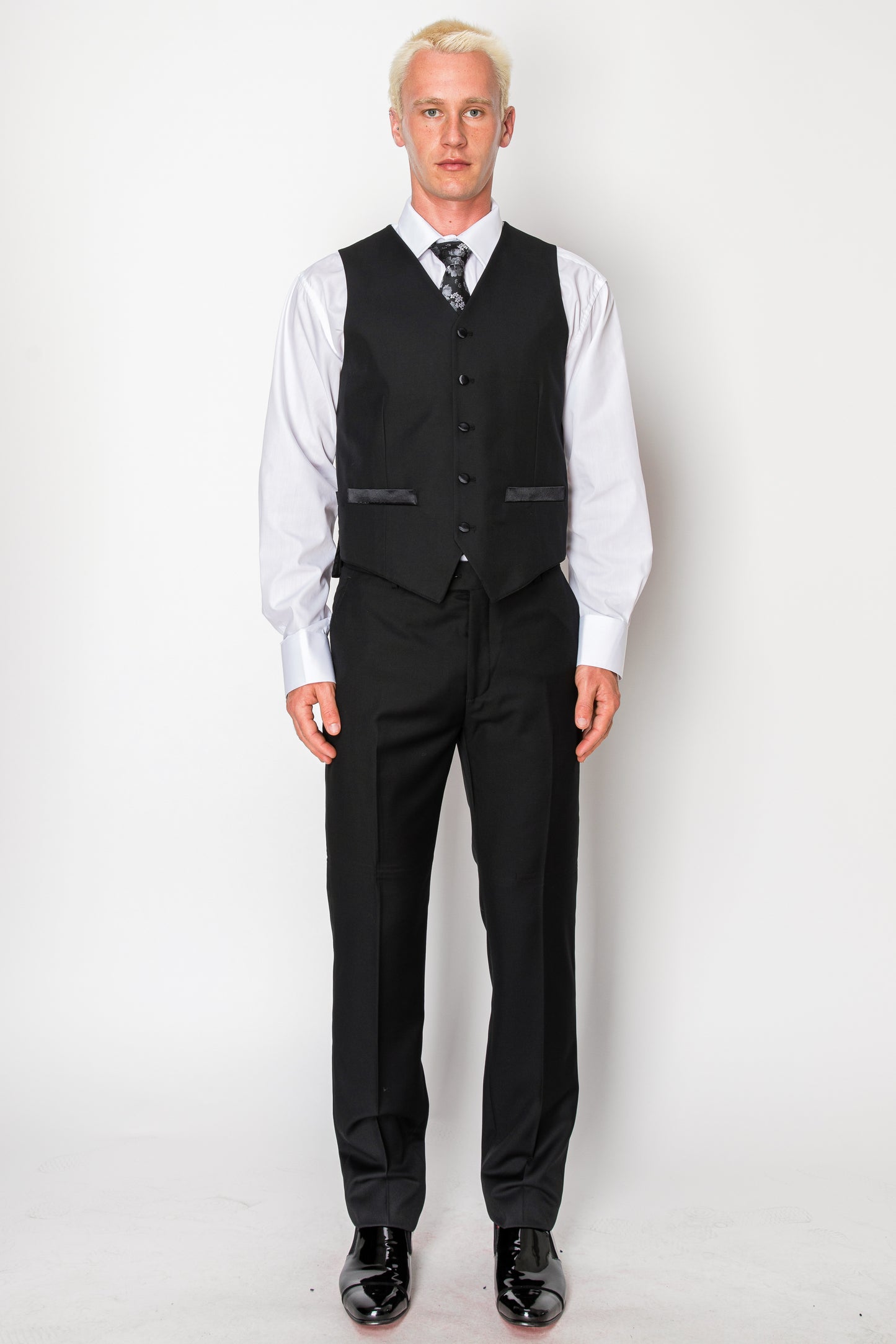 3 Piece Slim Fit Double Breasted Tuxedo - Black (DB1874501)