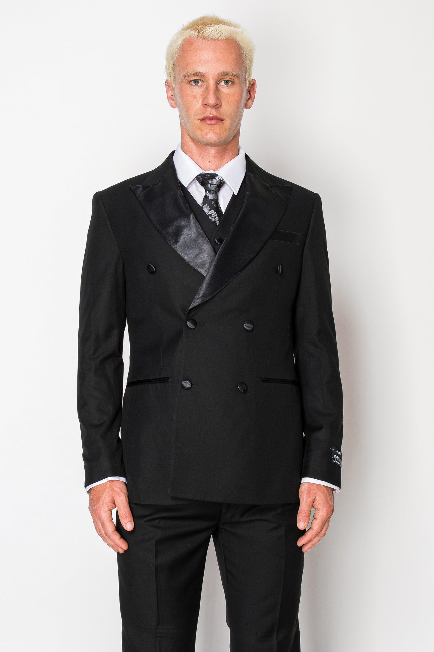 3 Piece Slim Fit Double Breasted Tuxedo - Black (DB1874501)