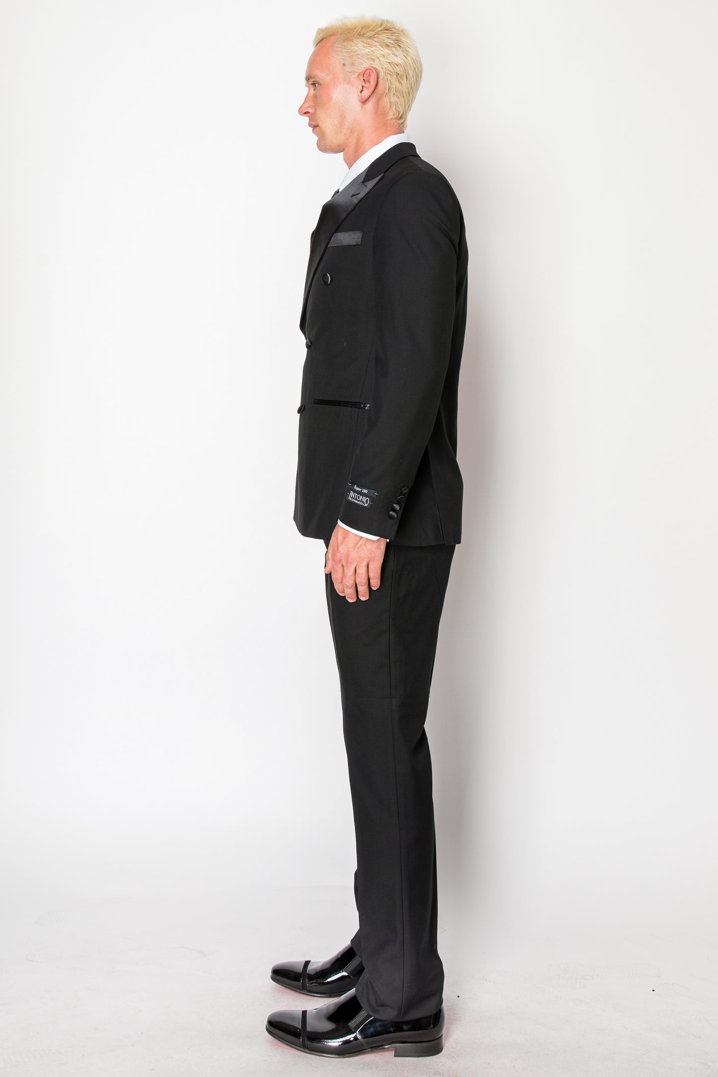 3 Piece Slim Fit Double Breasted Tuxedo - Black (DB1874501)