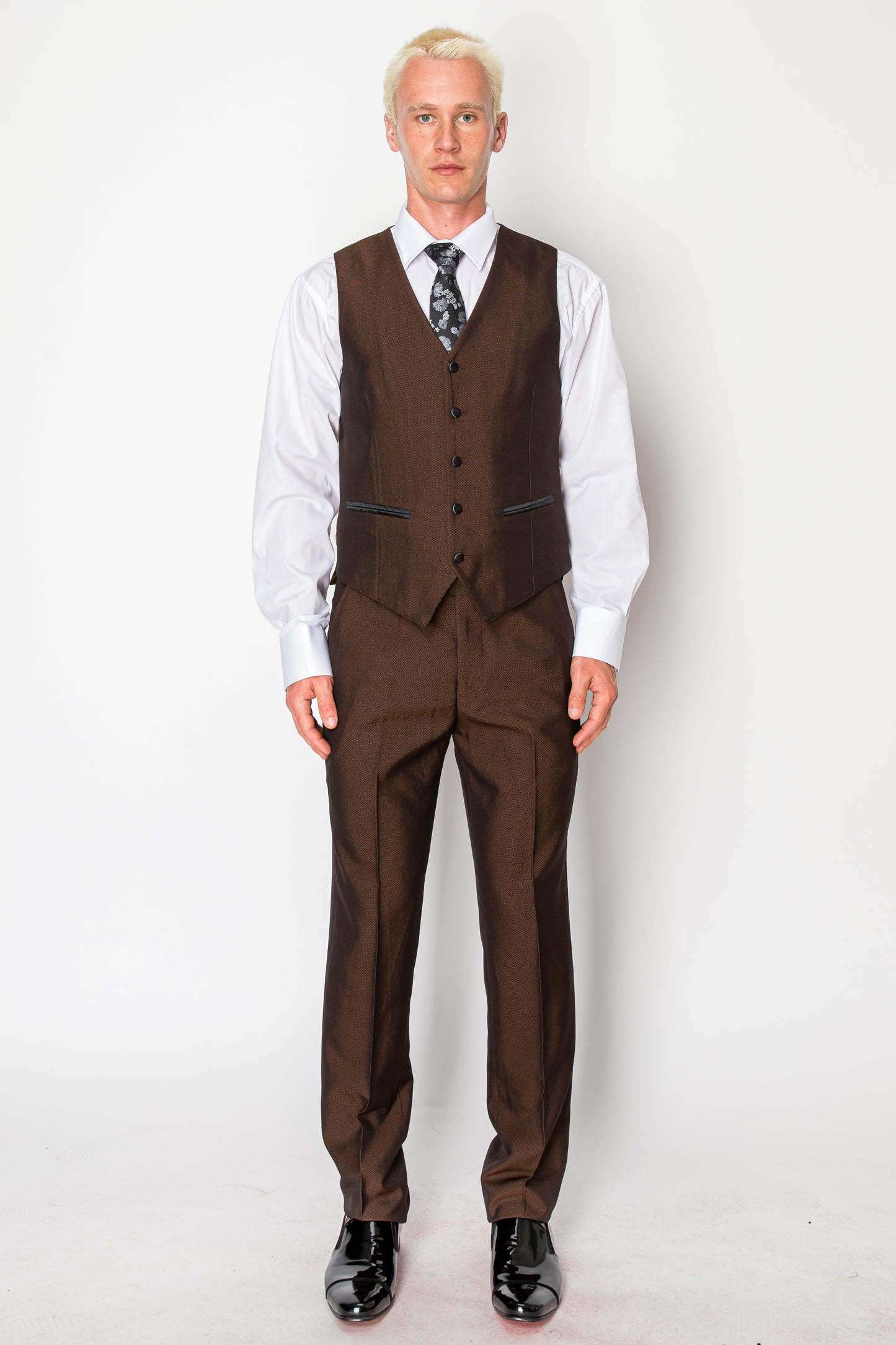 3 Piece Slim Fit Tuxedo - Shiny Brown (1264512)