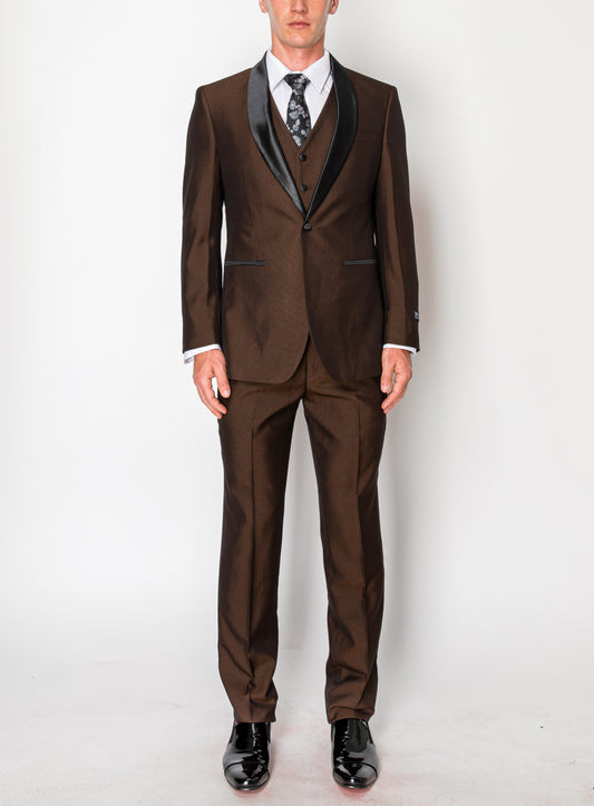 3 Piece Slim Fit Tuxedo - Shiny Brown (1264512)